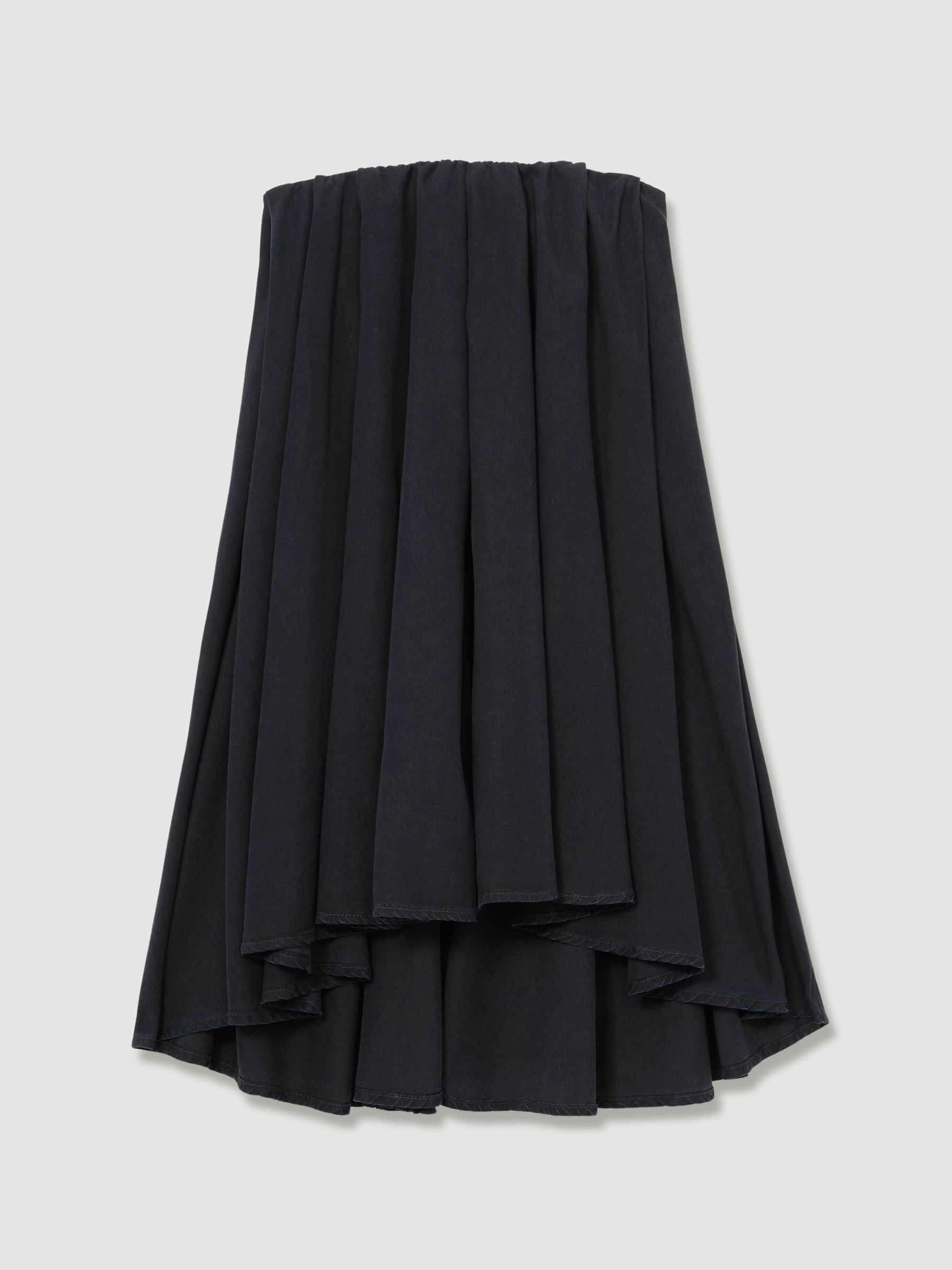 Tencel Strapless Dip-Hem Mini Dress in Indigo - Image 2 of 5
