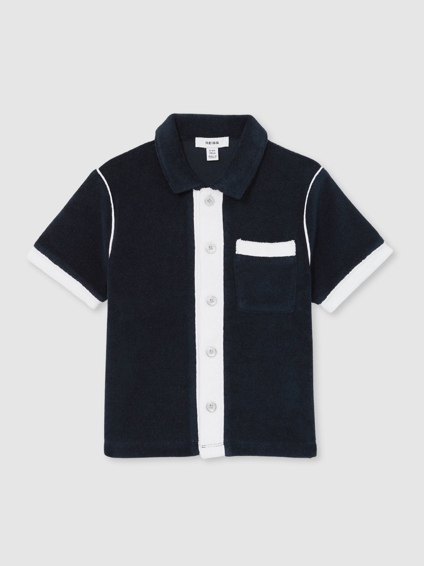9-13 yrs Velour Colour-Block Shirt in Blue Multi - Image 2 of 4