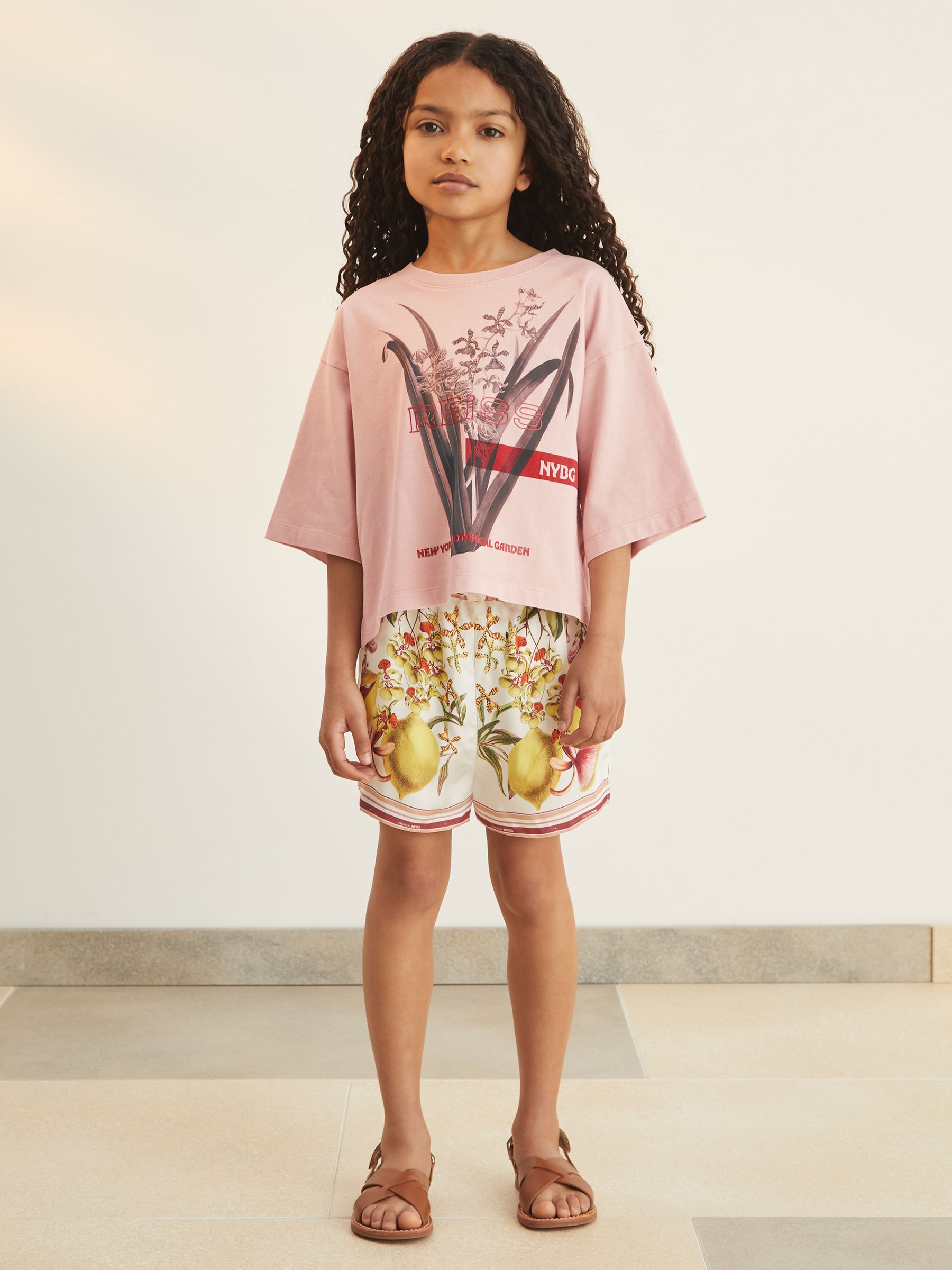 9-13 yrs Reiss | NYBG Floral Oversize T-Shirt in Pink - Image 1 of 5