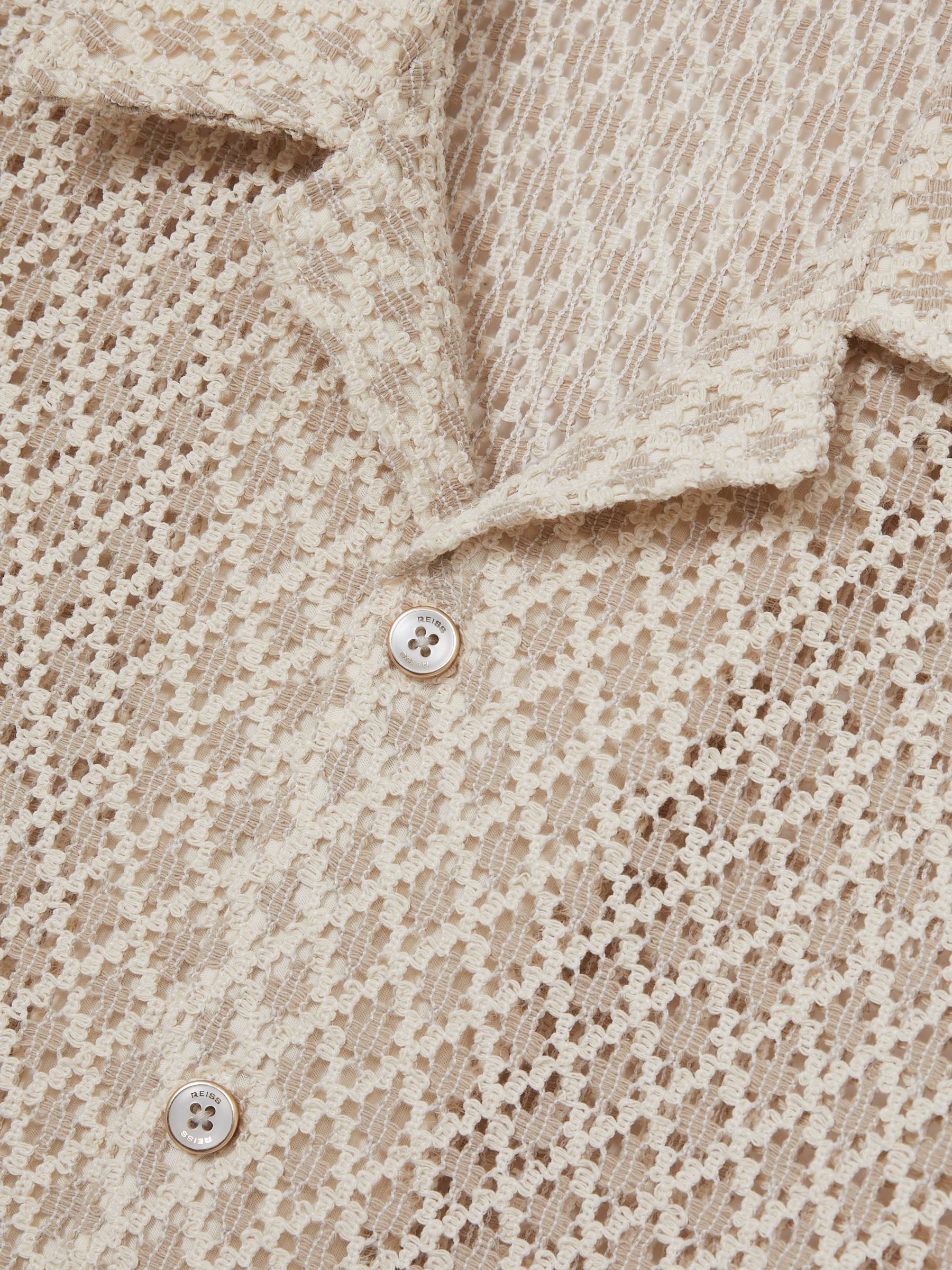 Crochet Cuban-Collar Shirt in Oatmeal - Image 5 of 5