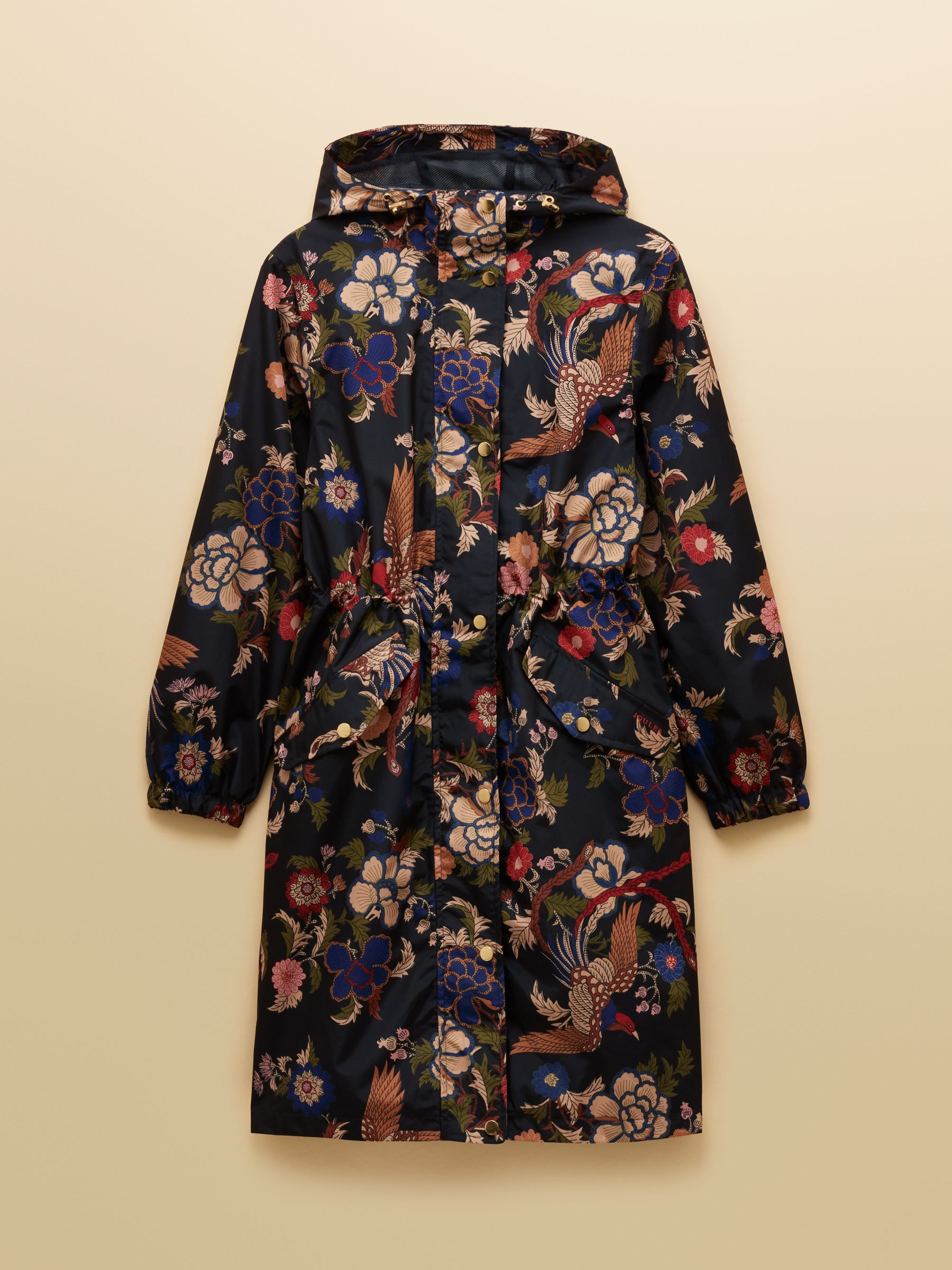 Holkham Navy Bird Floral Waterproof Packable Raincoat With Hood - Image 12 of 12