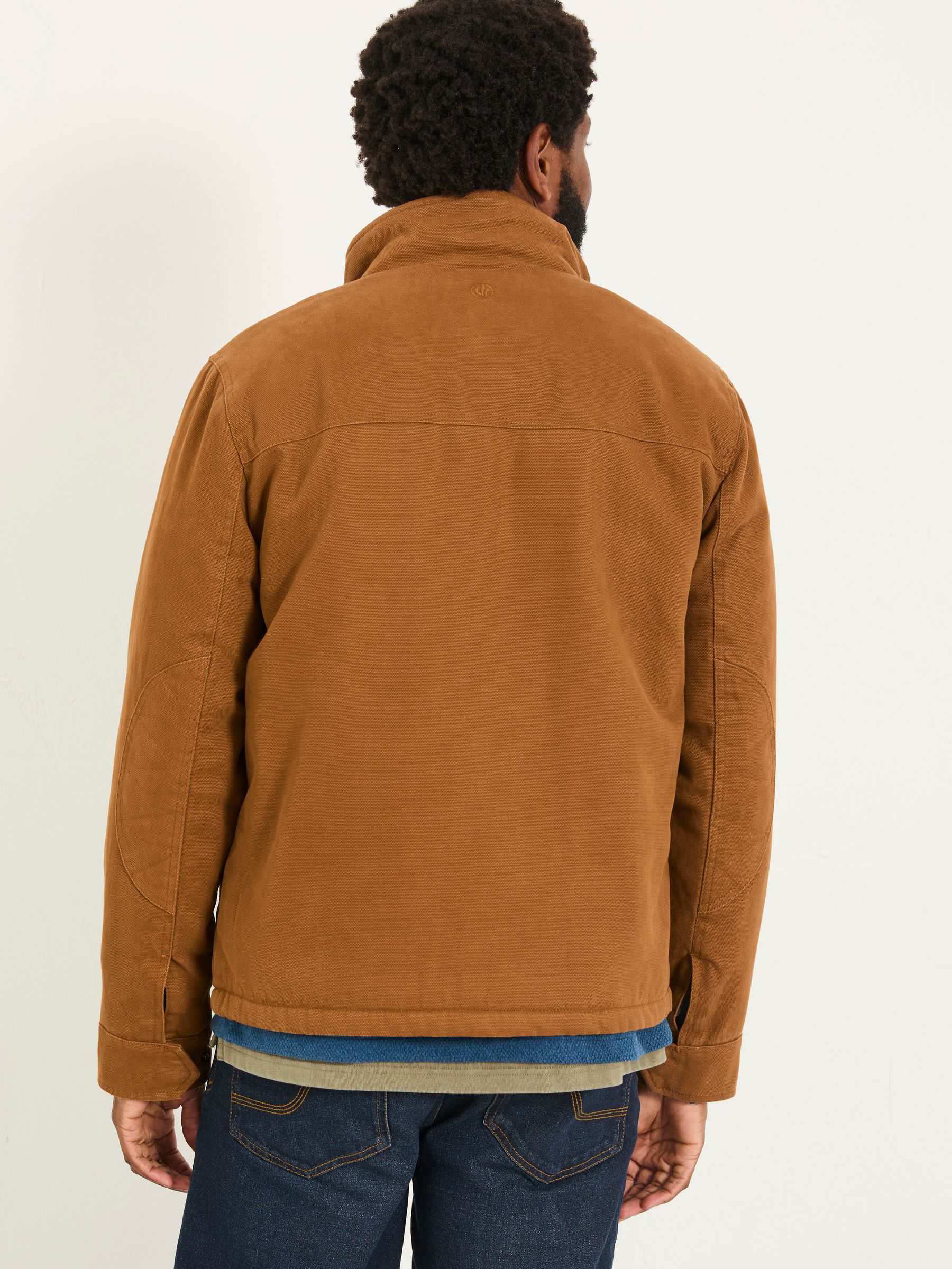 Wardly Tan Brown Canvas Funnel Neck Jacket - Image 3 of 7