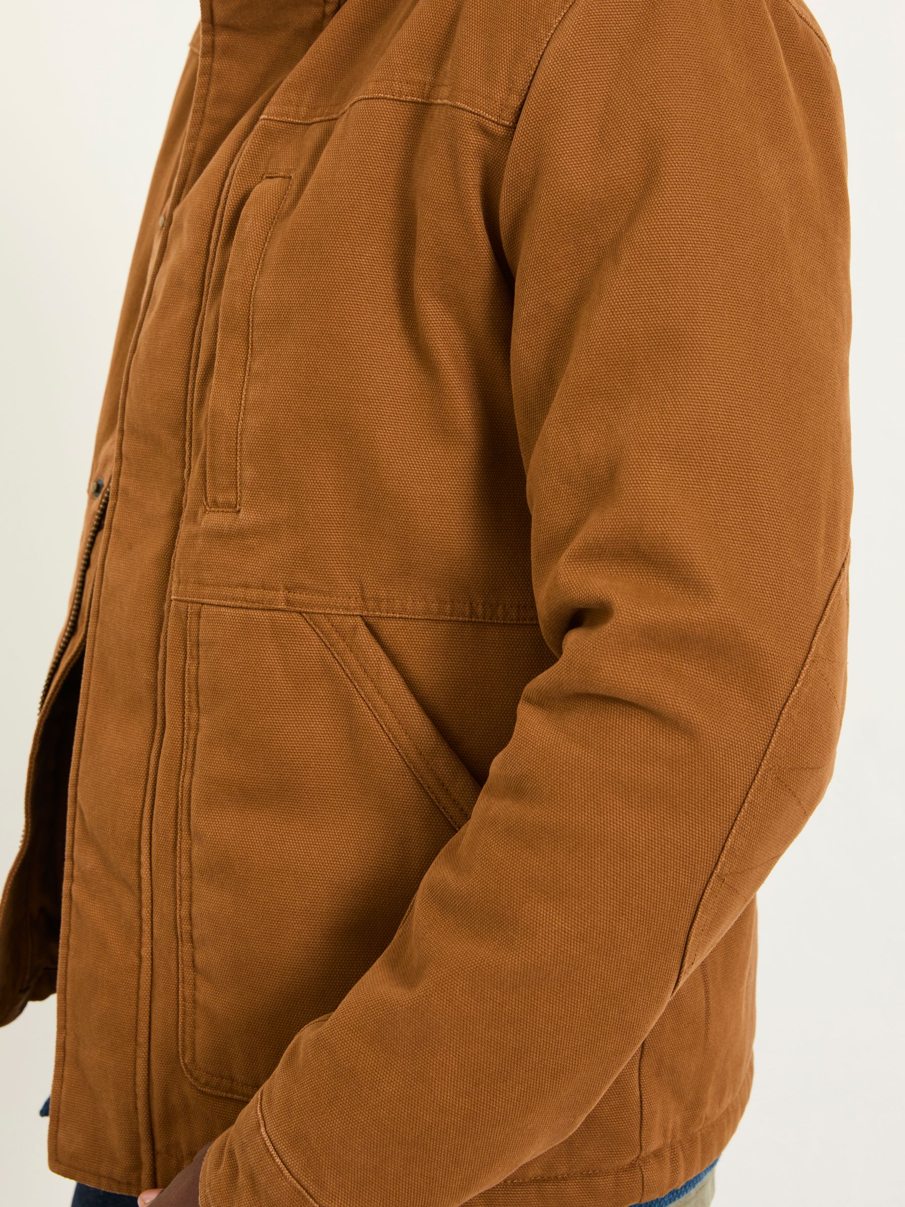 Wardly Tan Brown Canvas Funnel Neck Jacket - Image 5 of 7
