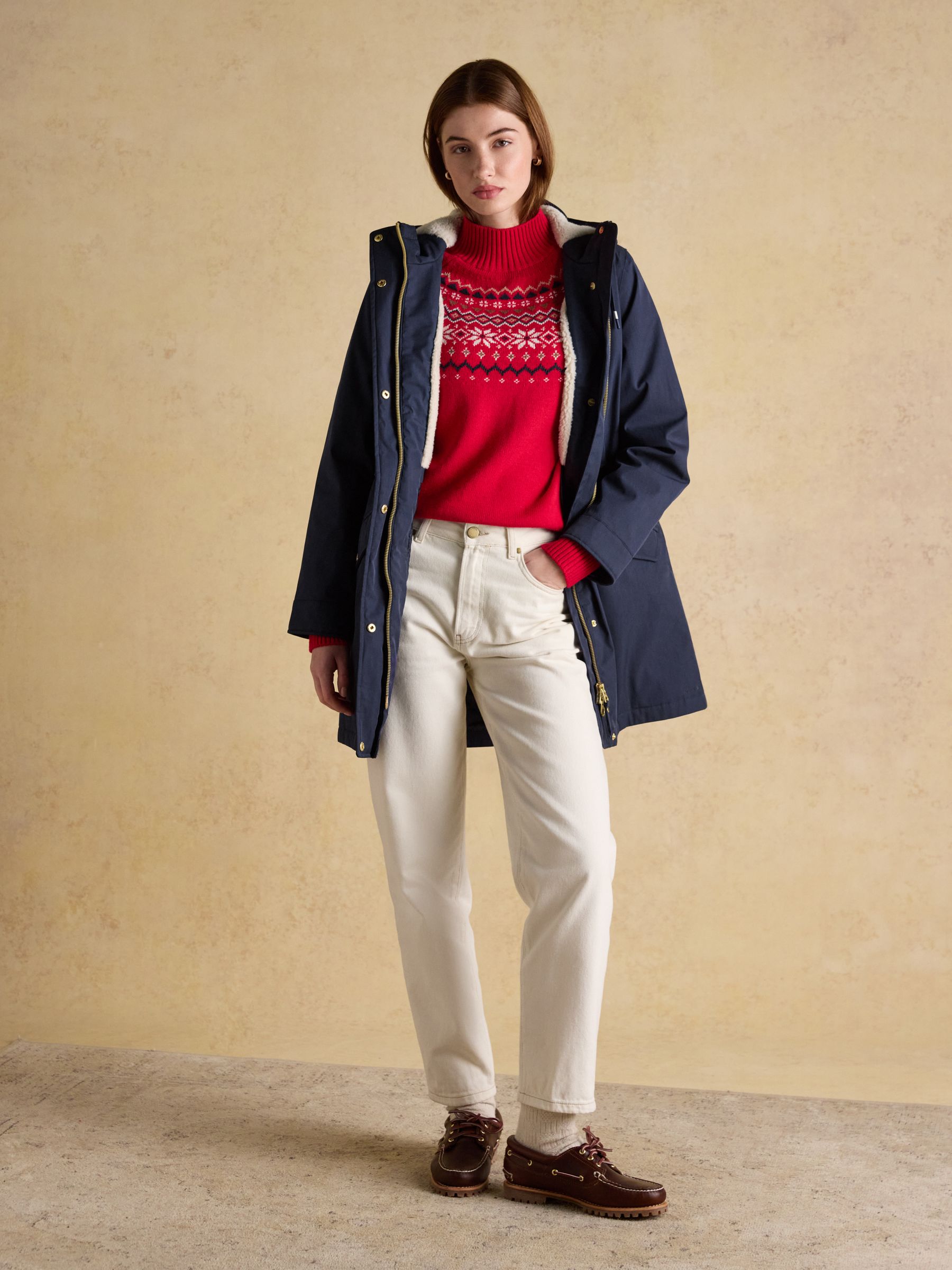 Portwell Cosy Navy Fleece Lined Waterproof Raincoat with Hood - Image 4 of 13