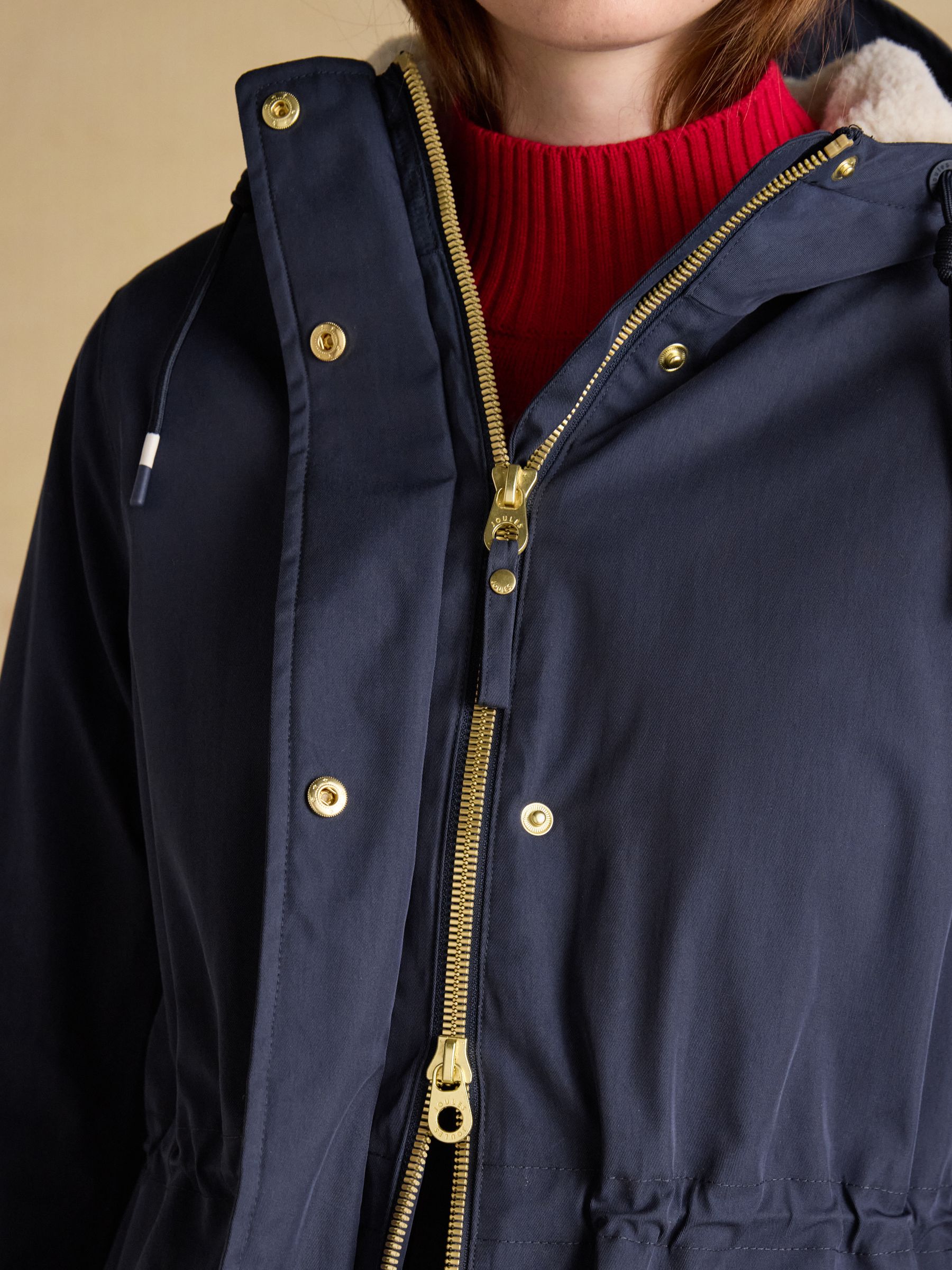 Portwell Cosy Navy Fleece Lined Waterproof Raincoat with Hood - Image 7 of 13