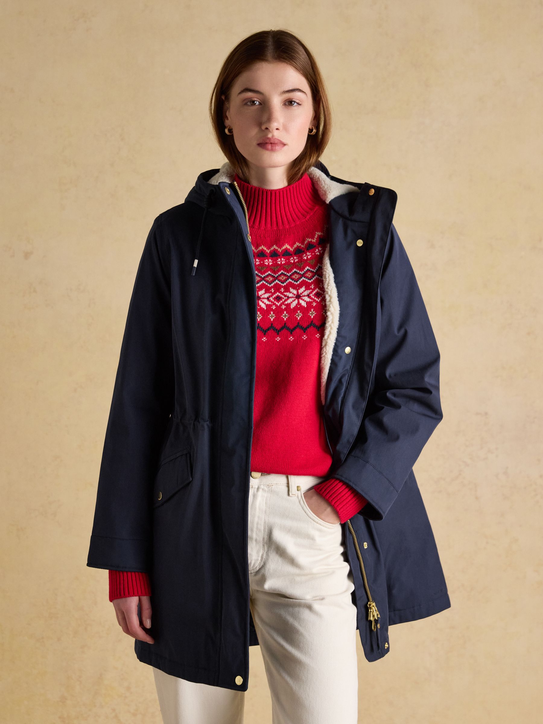 Portwell Cosy Navy Fleece Lined Waterproof Raincoat with Hood - Image 8 of 13