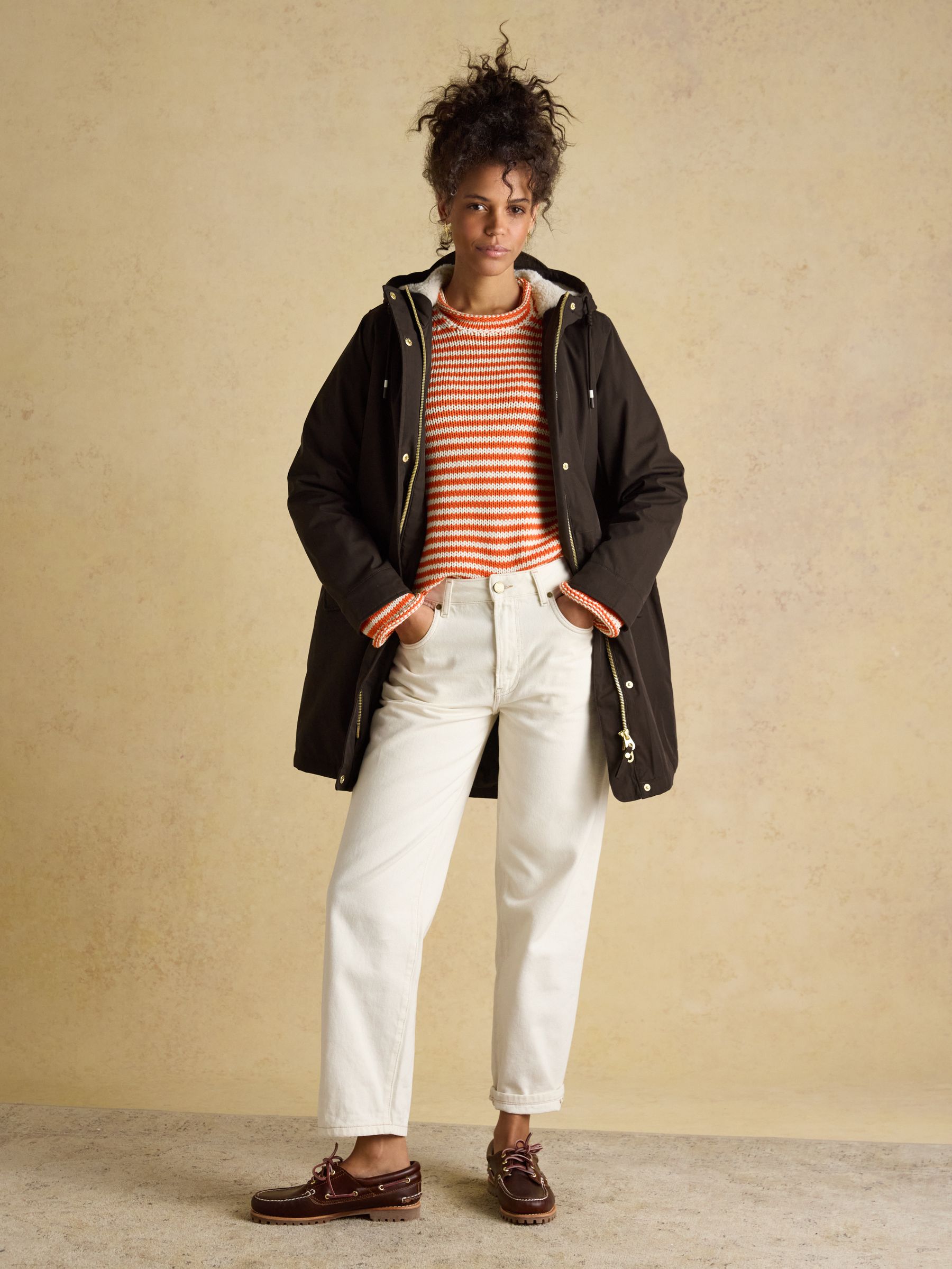 Portwell Cosy Brown Fleece Lined Waterproof Raincoat with Hood - Image 3 of 9