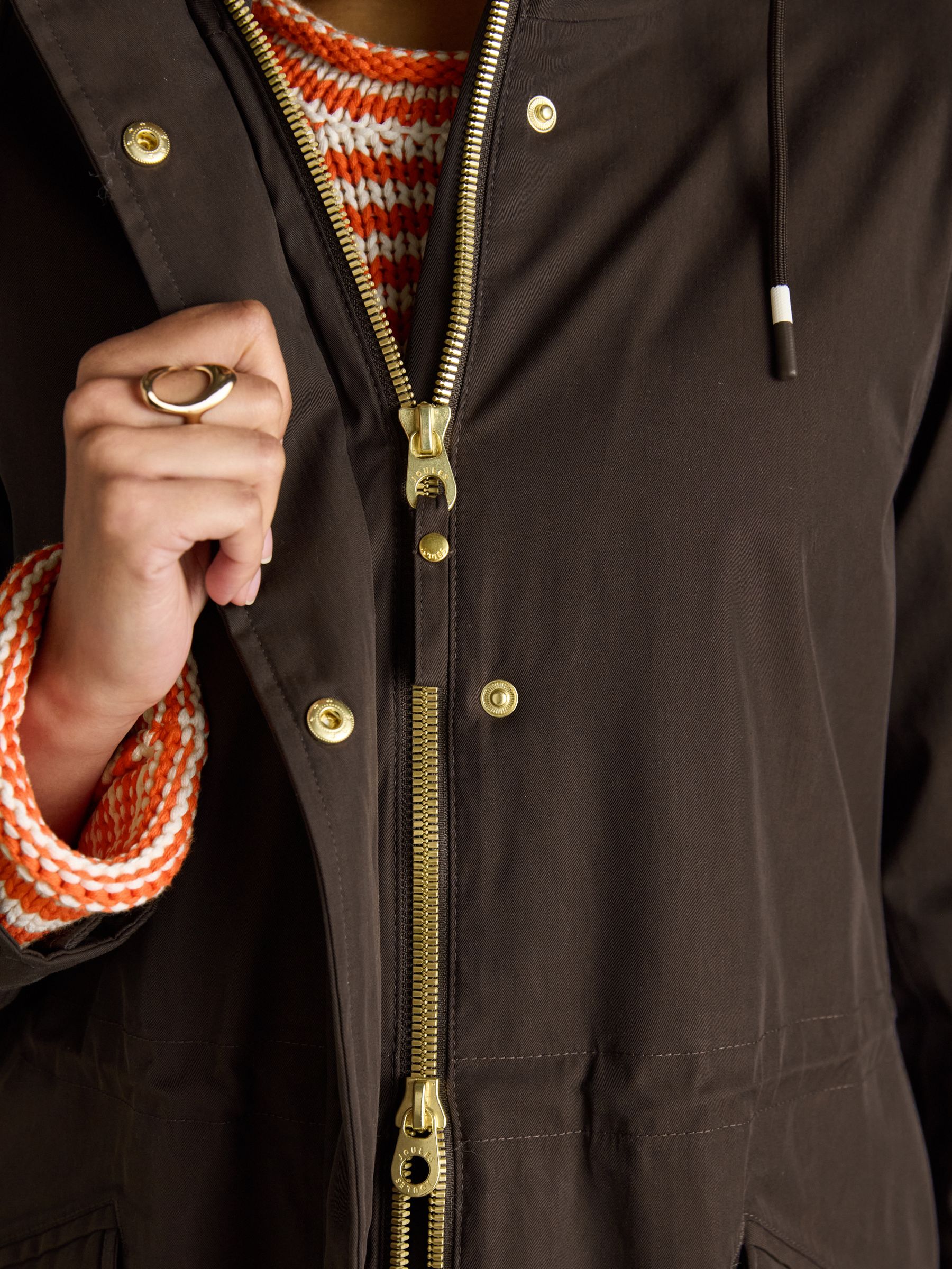 Portwell Cosy Brown Fleece Lined Waterproof Raincoat with Hood - Image 4 of 9