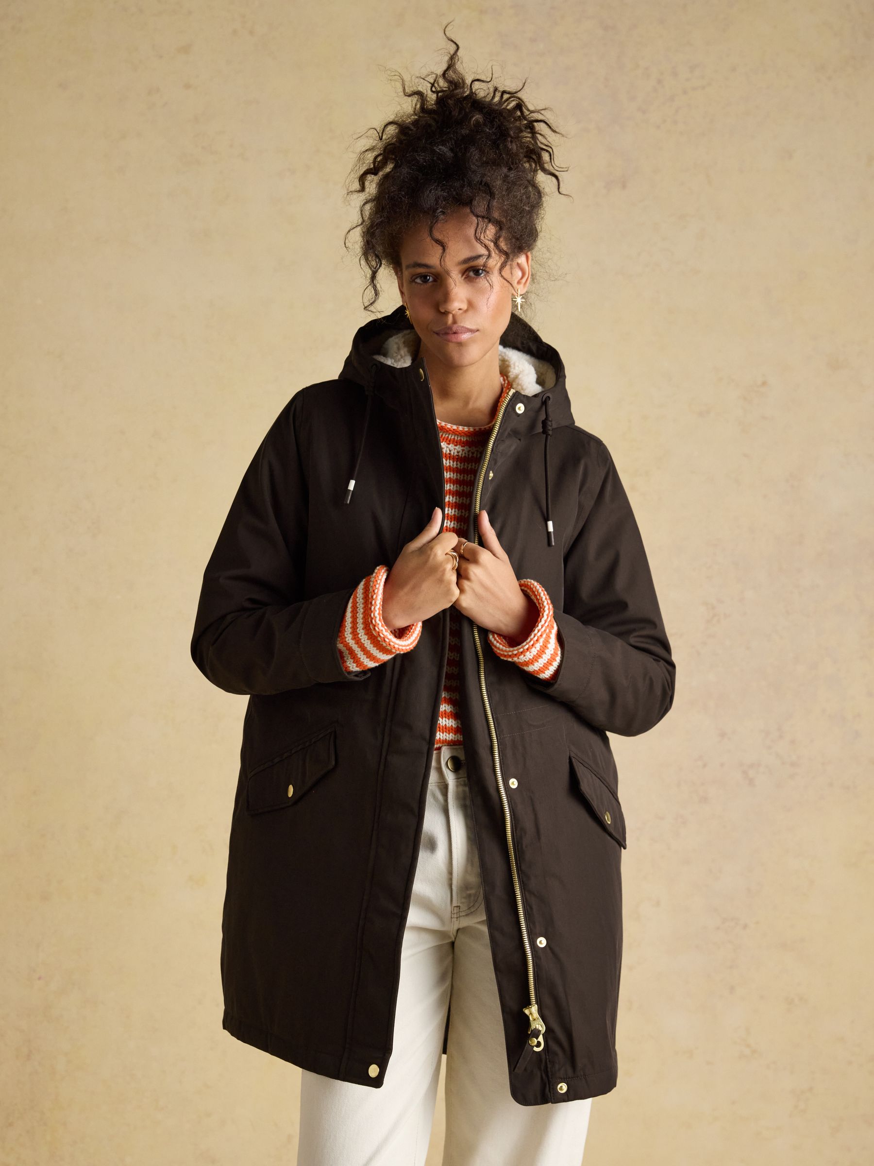 Portwell Cosy Brown Fleece Lined Waterproof Raincoat with Hood - Image 5 of 9