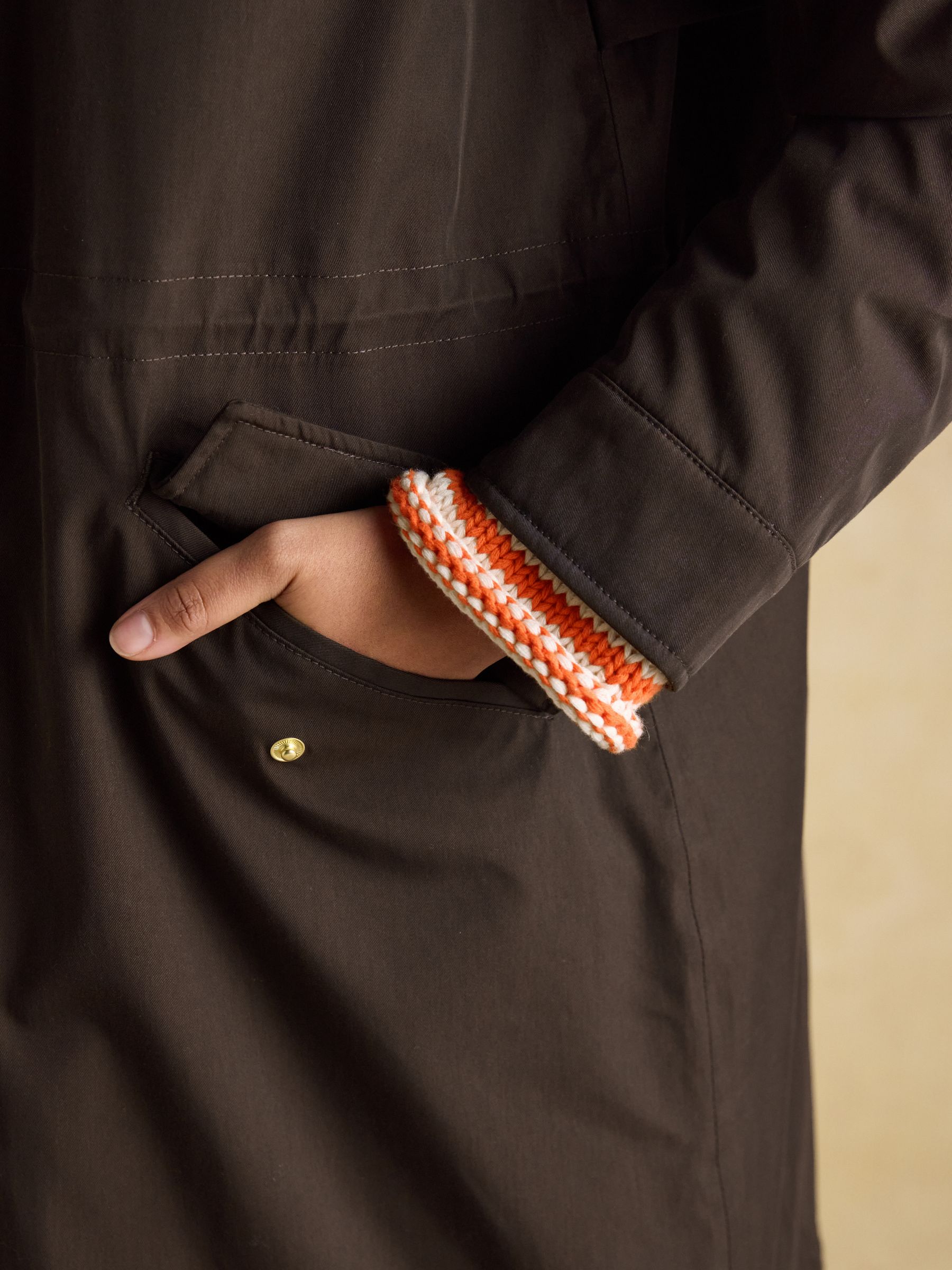 Portwell Cosy Brown Fleece Lined Waterproof Raincoat with Hood - Image 6 of 9