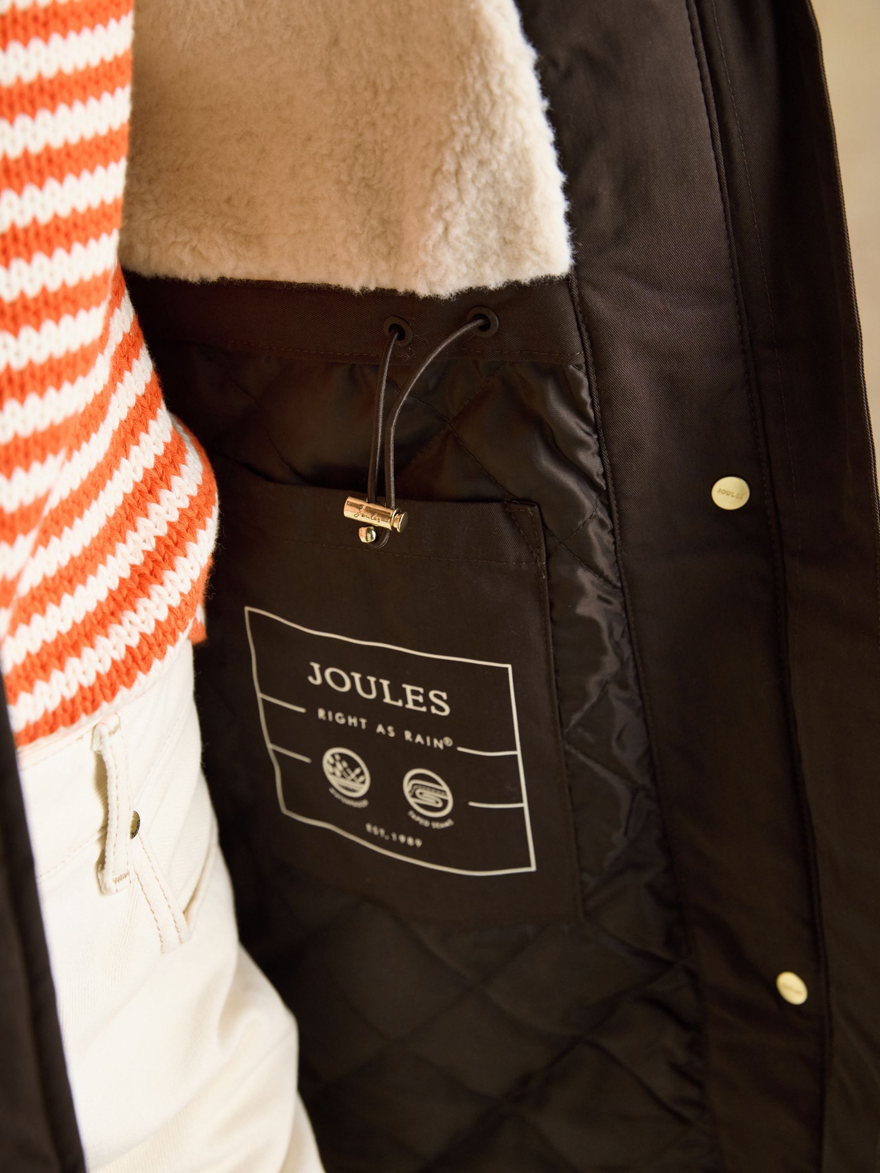 Portwell Cosy Brown Fleece Lined Waterproof Raincoat with Hood - Image 8 of 9