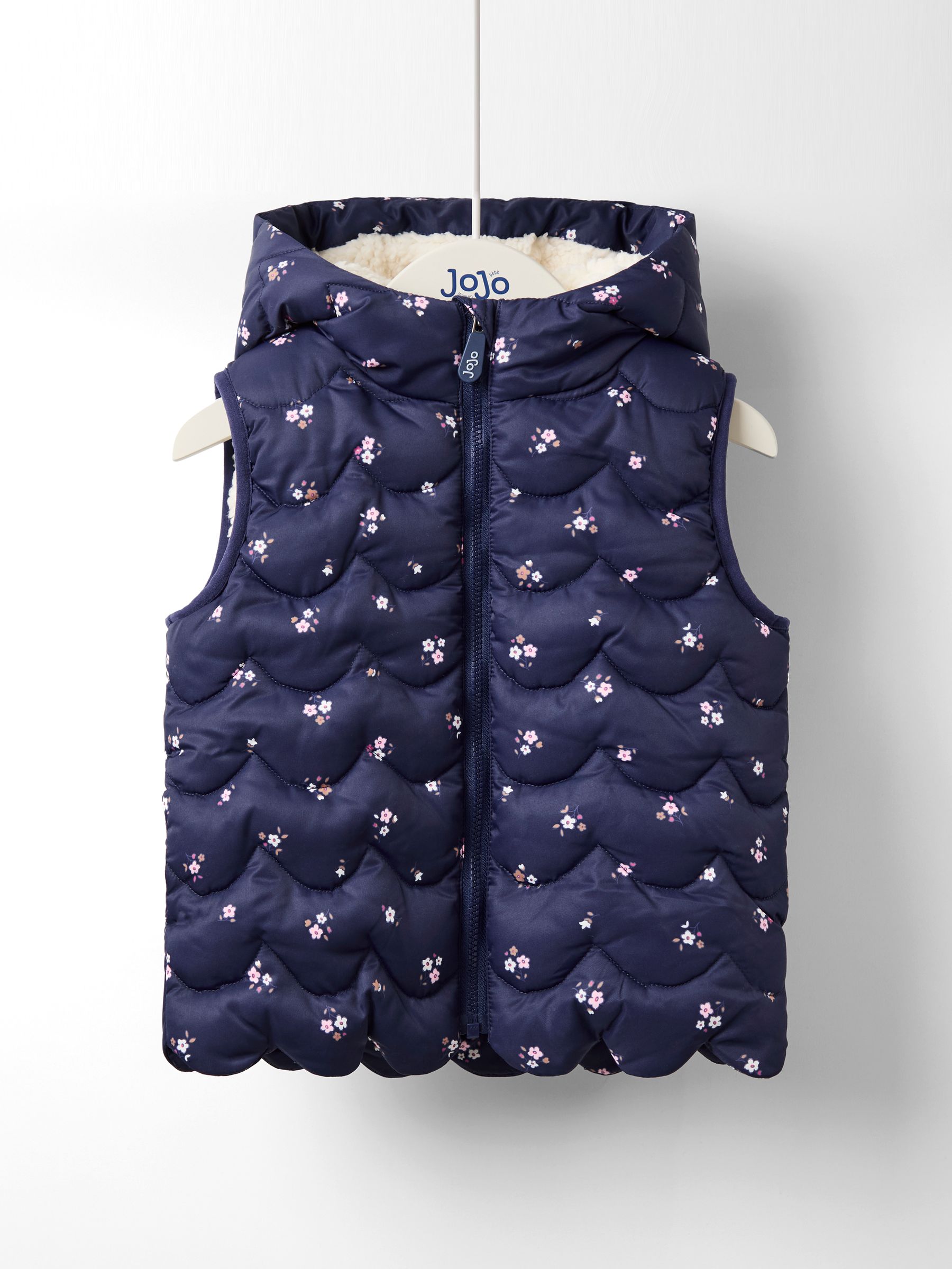 Blue Floral Quilted Cosy Lined Gilet - Image 1 of 4