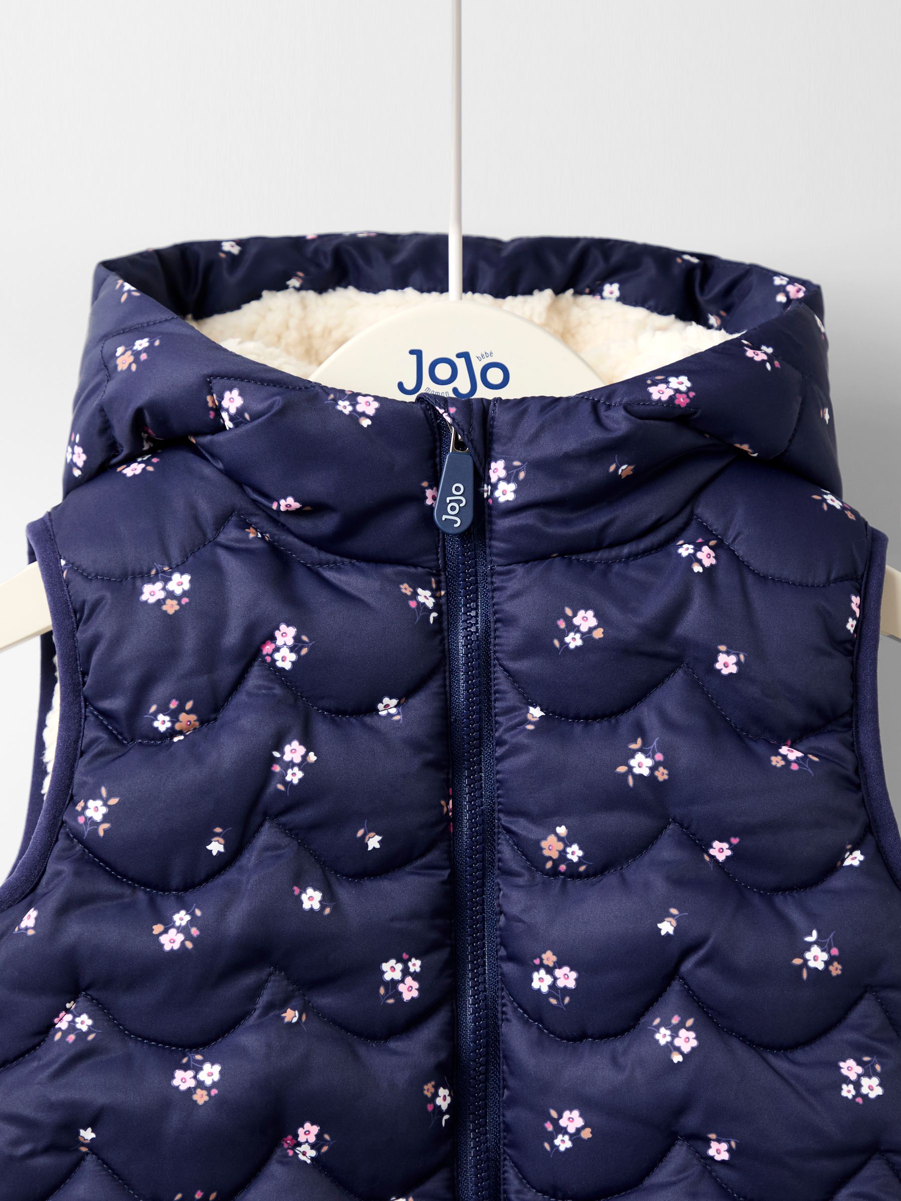 Blue Floral Quilted Cosy Lined Gilet - Image 3 of 4