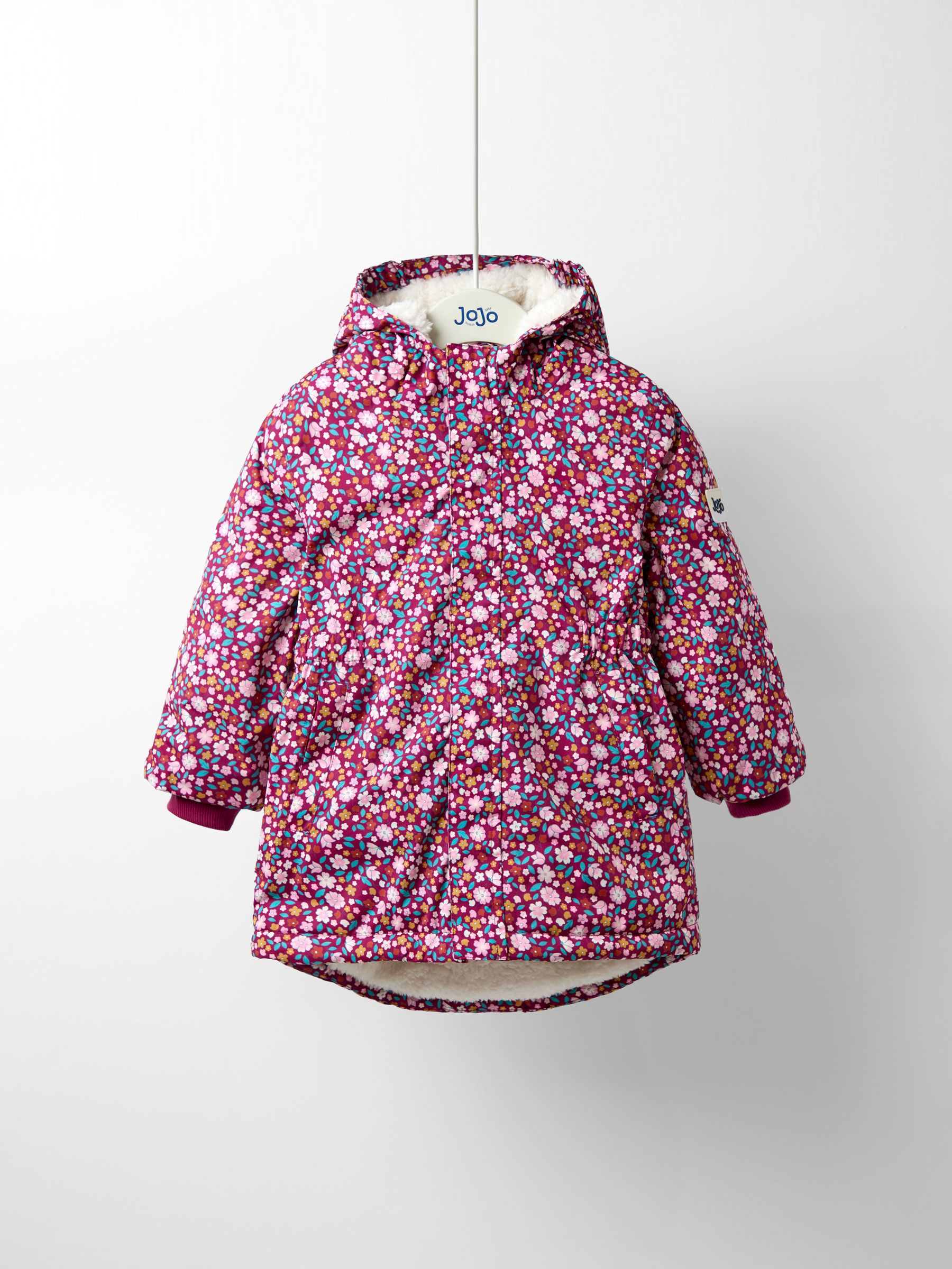 Purple Floral Borg Lined Puffer Coat - Image 6 of 10