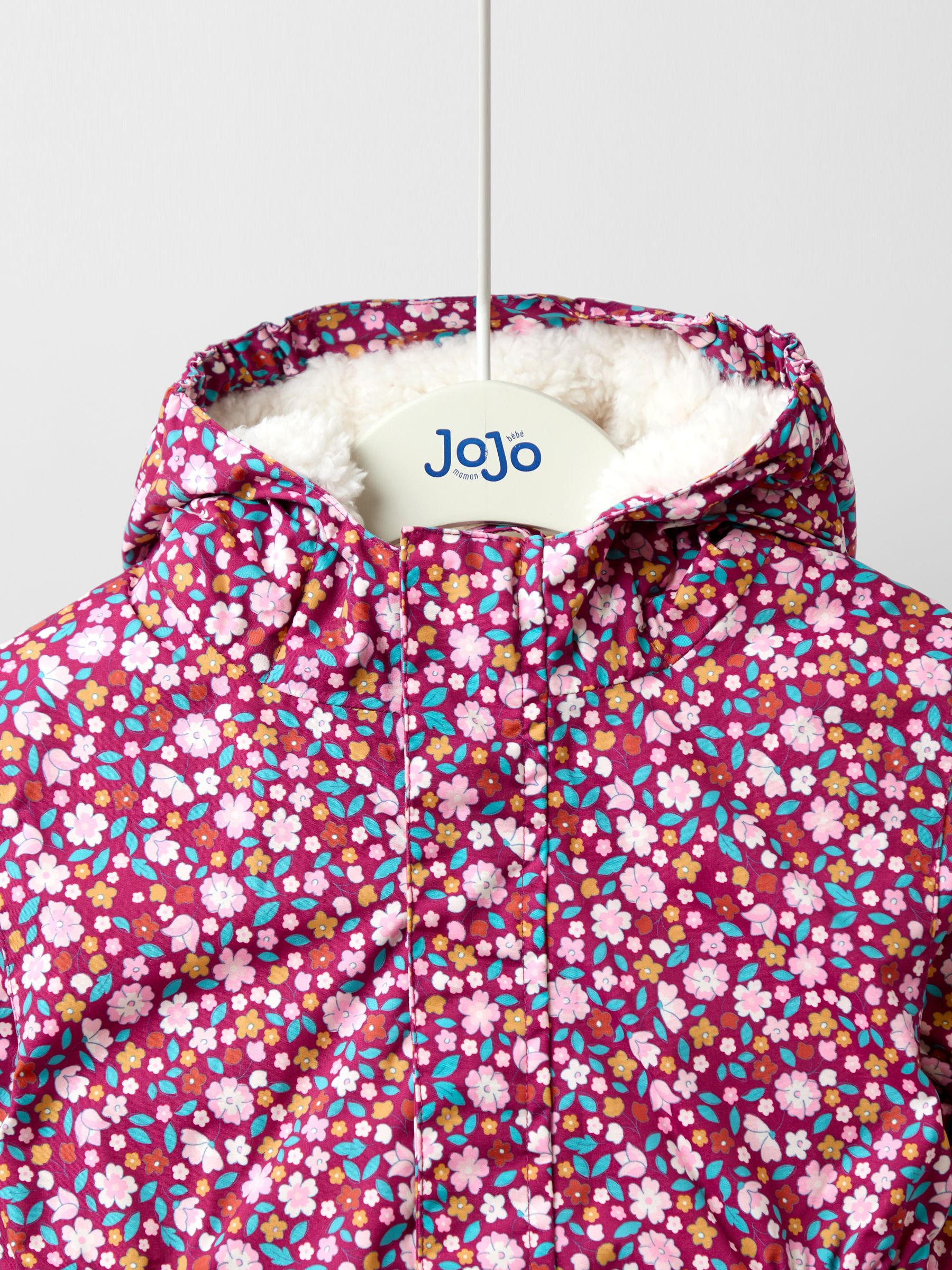 Purple Floral Borg Lined Puffer Coat - Image 8 of 10