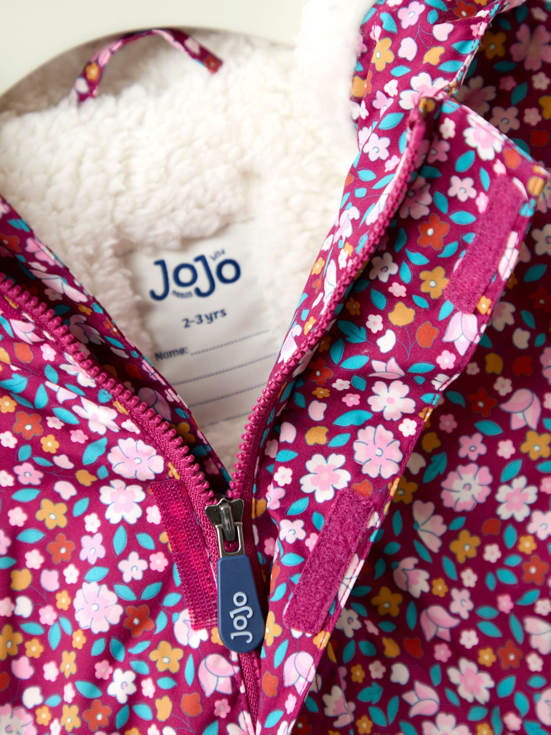 Purple Floral Borg Lined Puffer Coat - Image 9 of 10