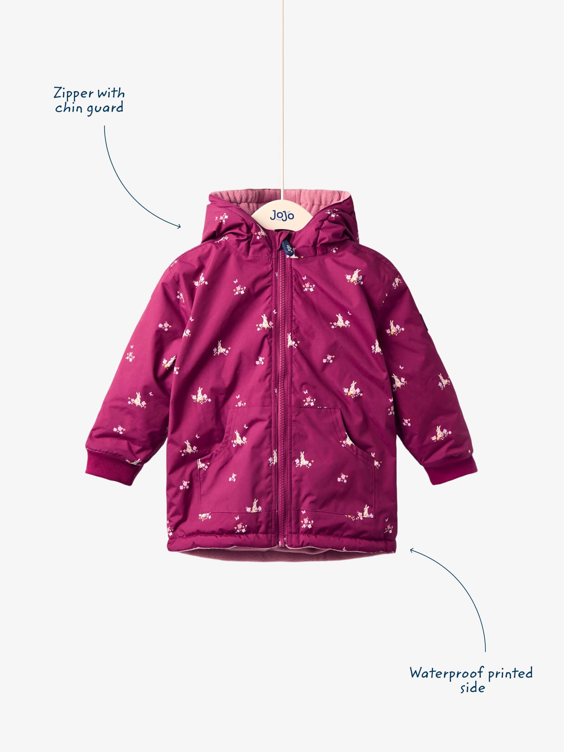 Pink Bunny Embroidered Reversible Jacket | JoJo Maman Bébé