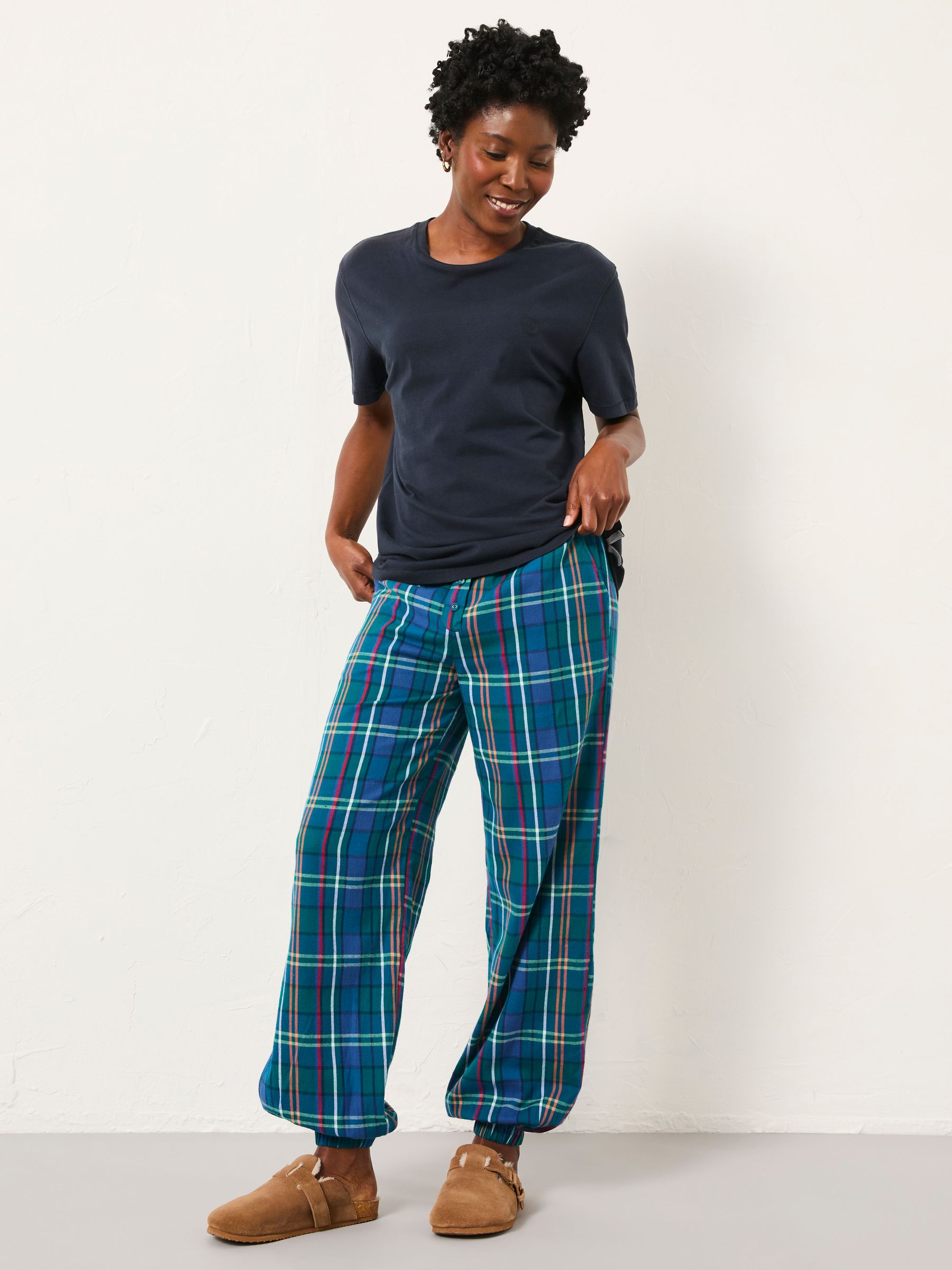 Rae Blue Check Boyfriend Pyjama Bottoms - Image 3 of 5