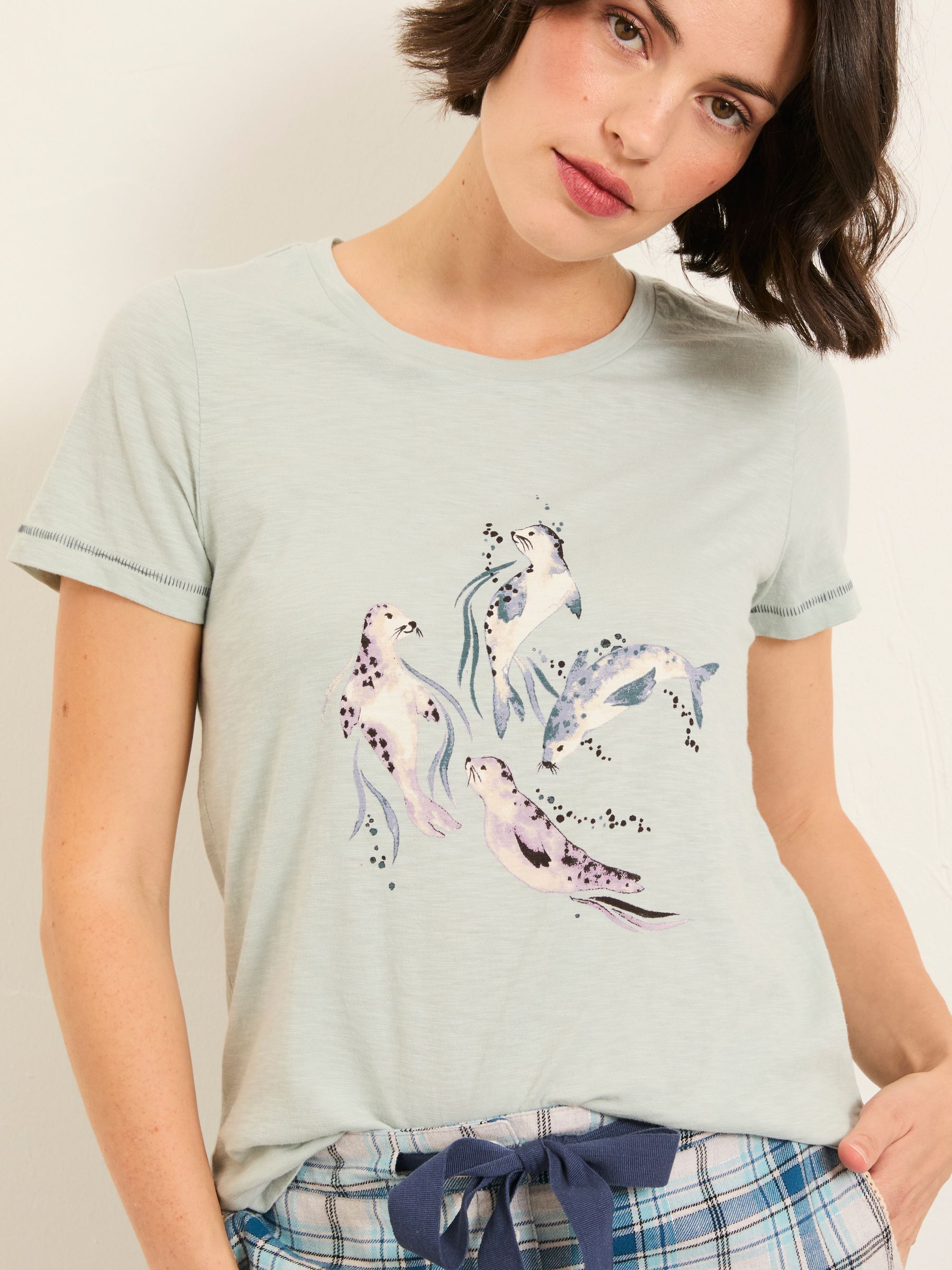 Natalie Pale Blue Seal Graphic T Shirt - Image 4 of 5