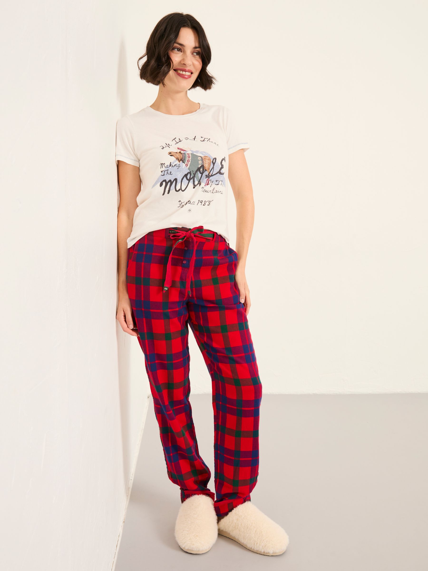 Eva Shelter Red Alpine Check Pyjama Bottoms - Image 3 of 6