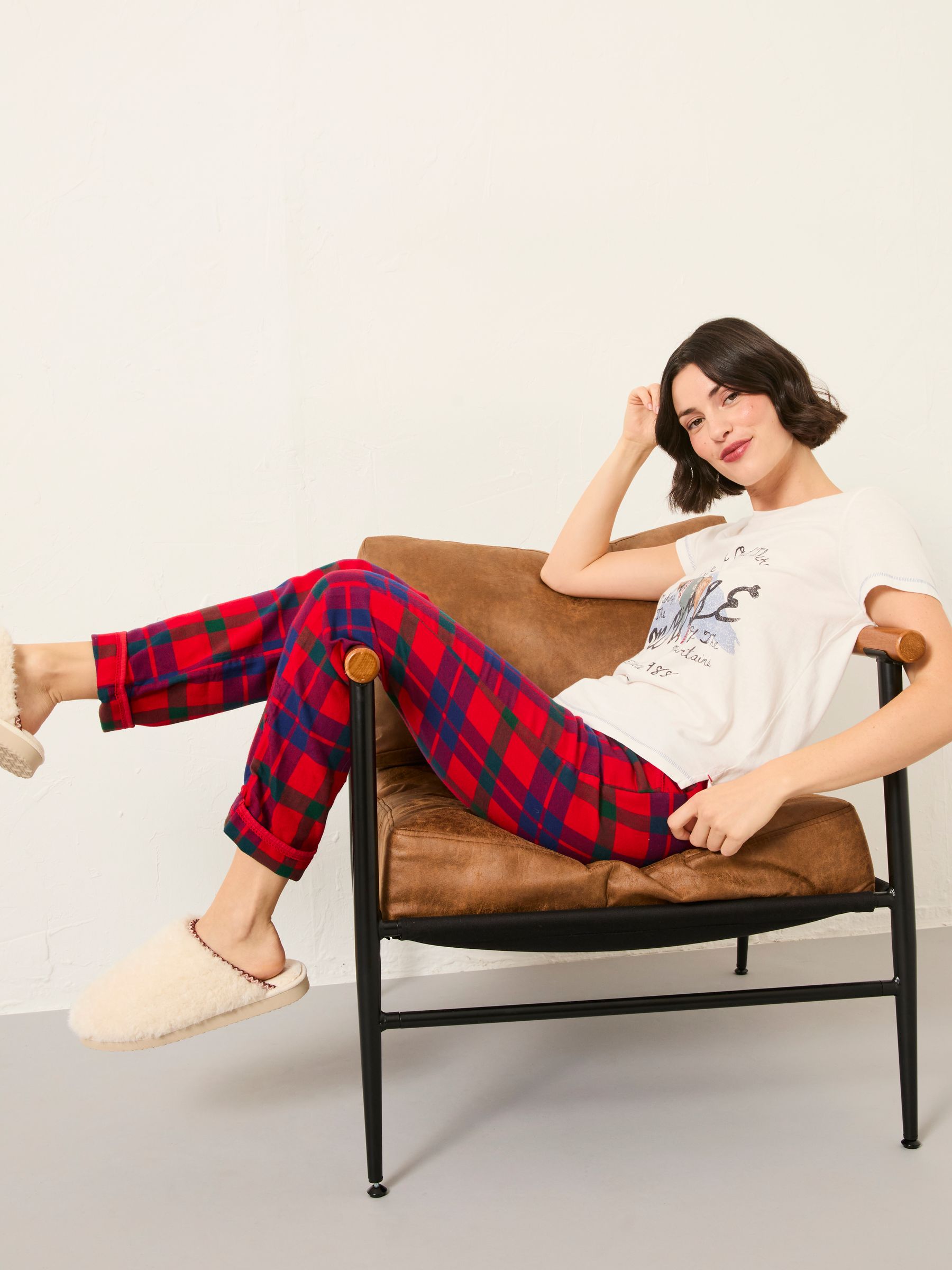 Eva Shelter Red Alpine Check Pyjama Bottoms - Image 5 of 6