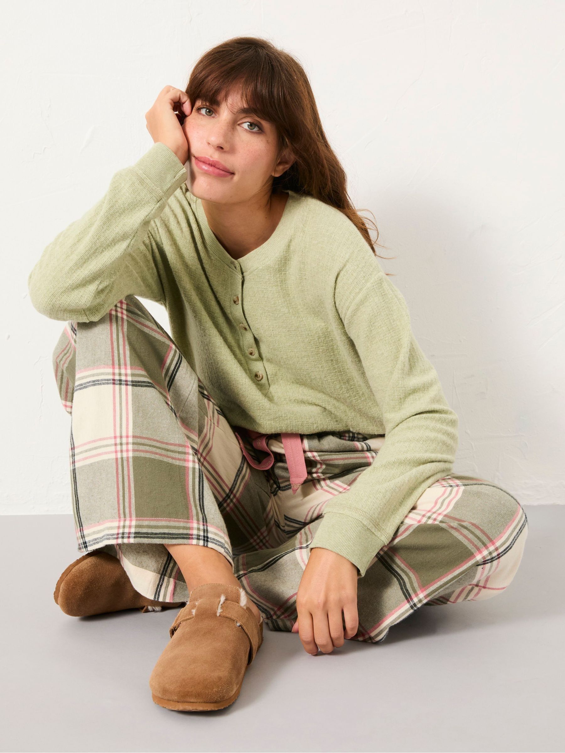 Pistachio Green Button Through Rib Top - Image 3 of 4