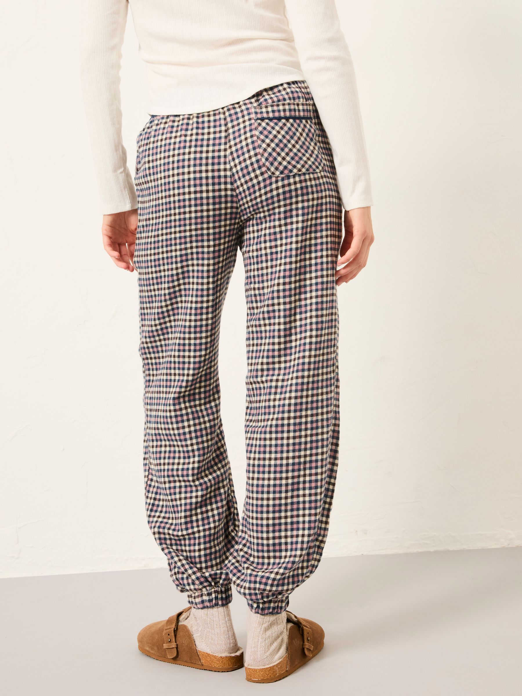 Rae Purple Mini Check Boyfriend Pyjama Bottoms - Image 2 of 6 Rae Purple Mini Check Boyfriend Pyjama Bottoms - Image 2 of 6