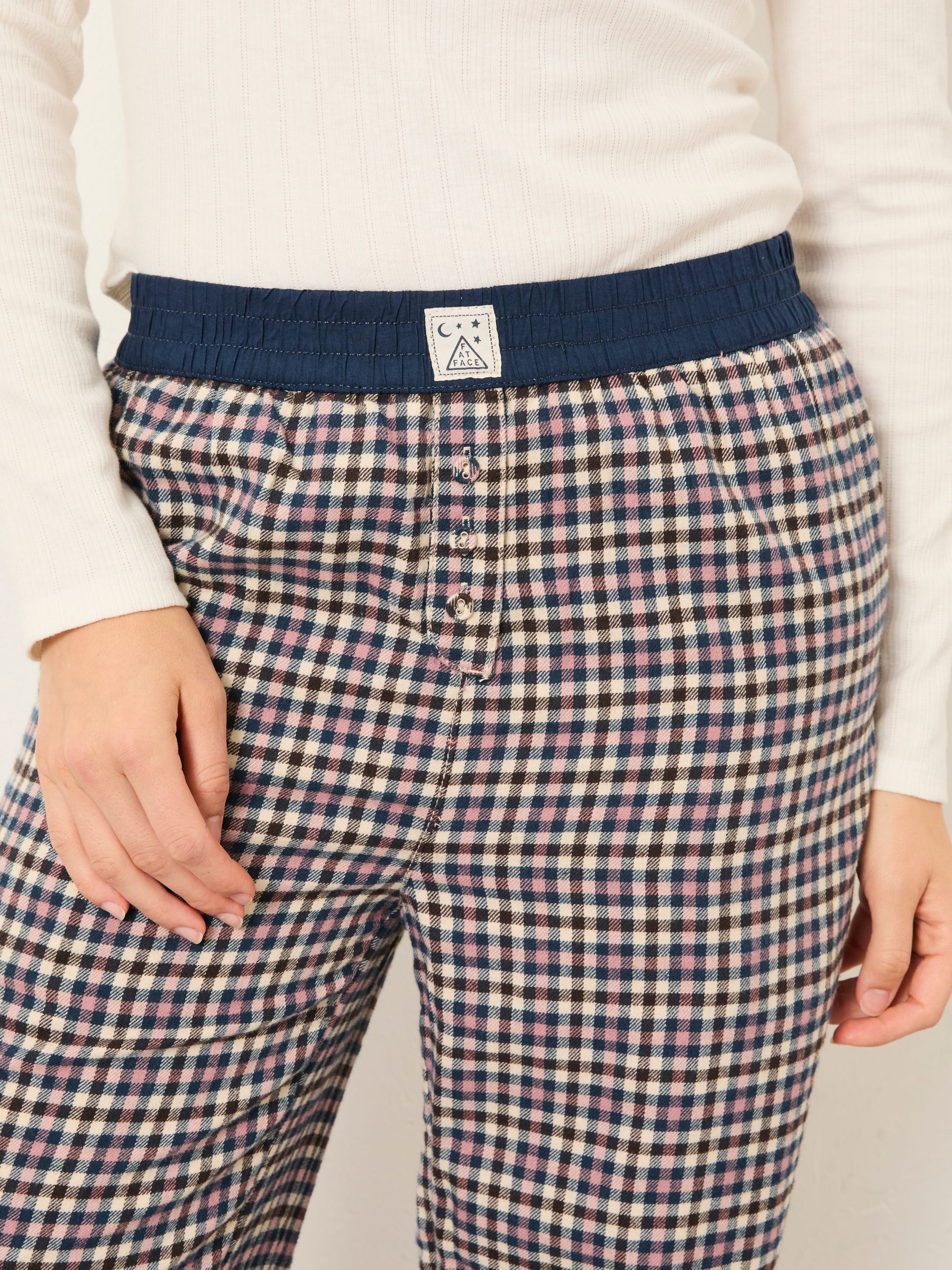 Rae Purple Mini Check Boyfriend Pyjama Bottoms - Image 3 of 6