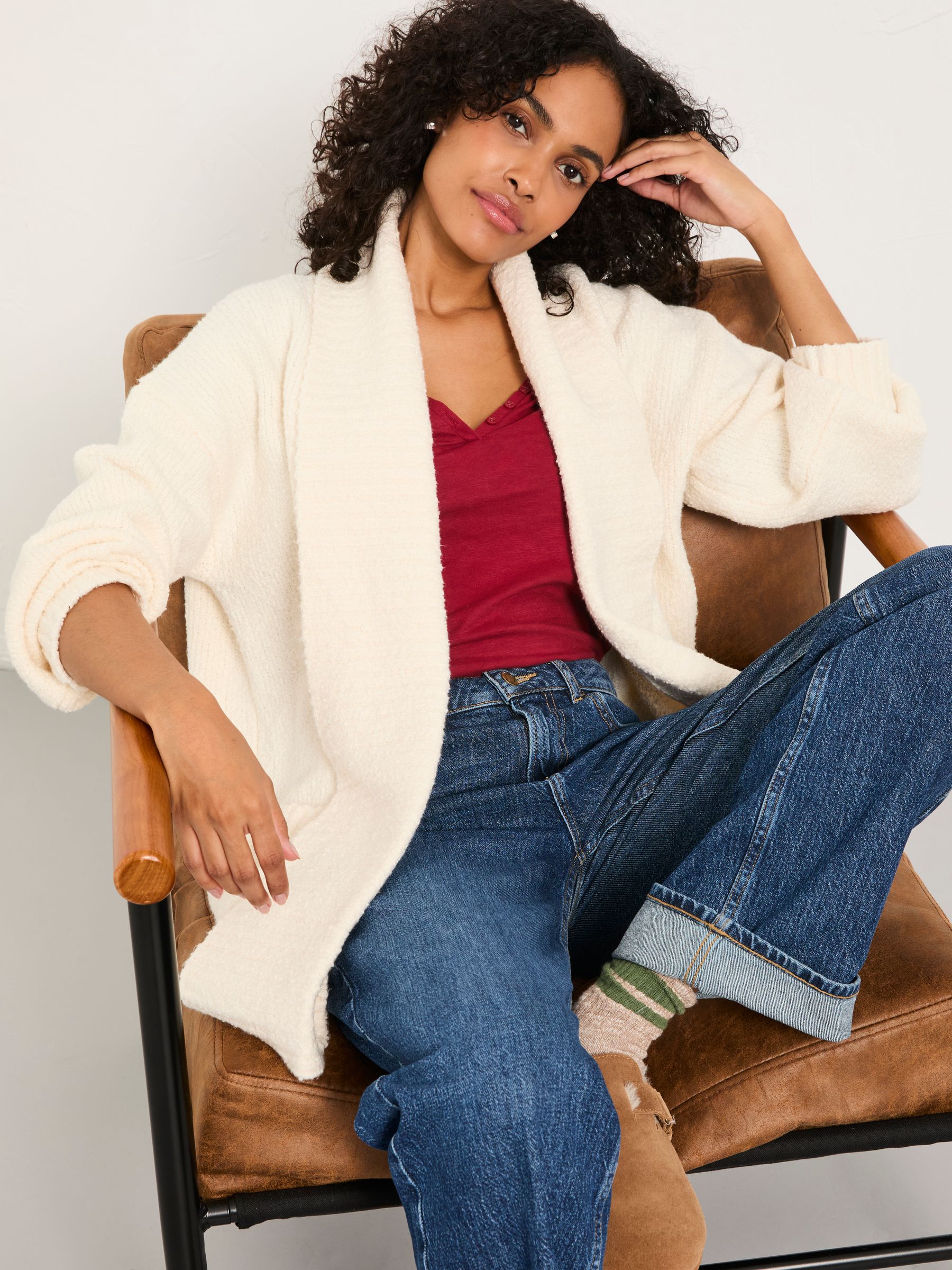 Ivory Knitted Lounge Cardigan | FatFace USA