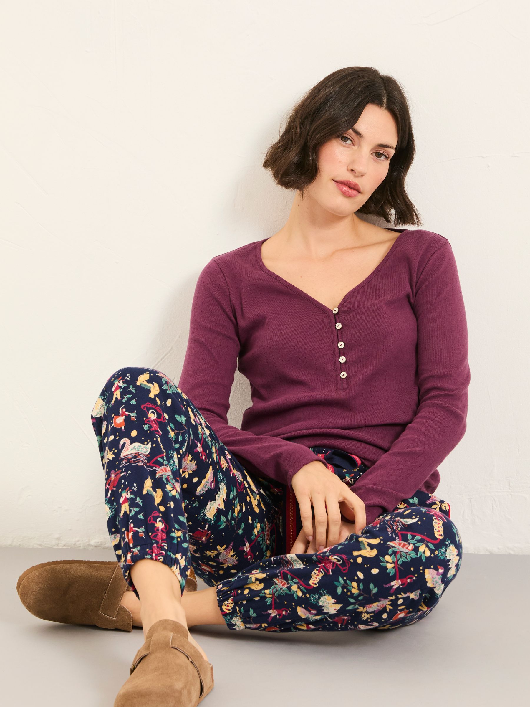 Lila Purple Pointelle Henley Top - Image 4 of 5
