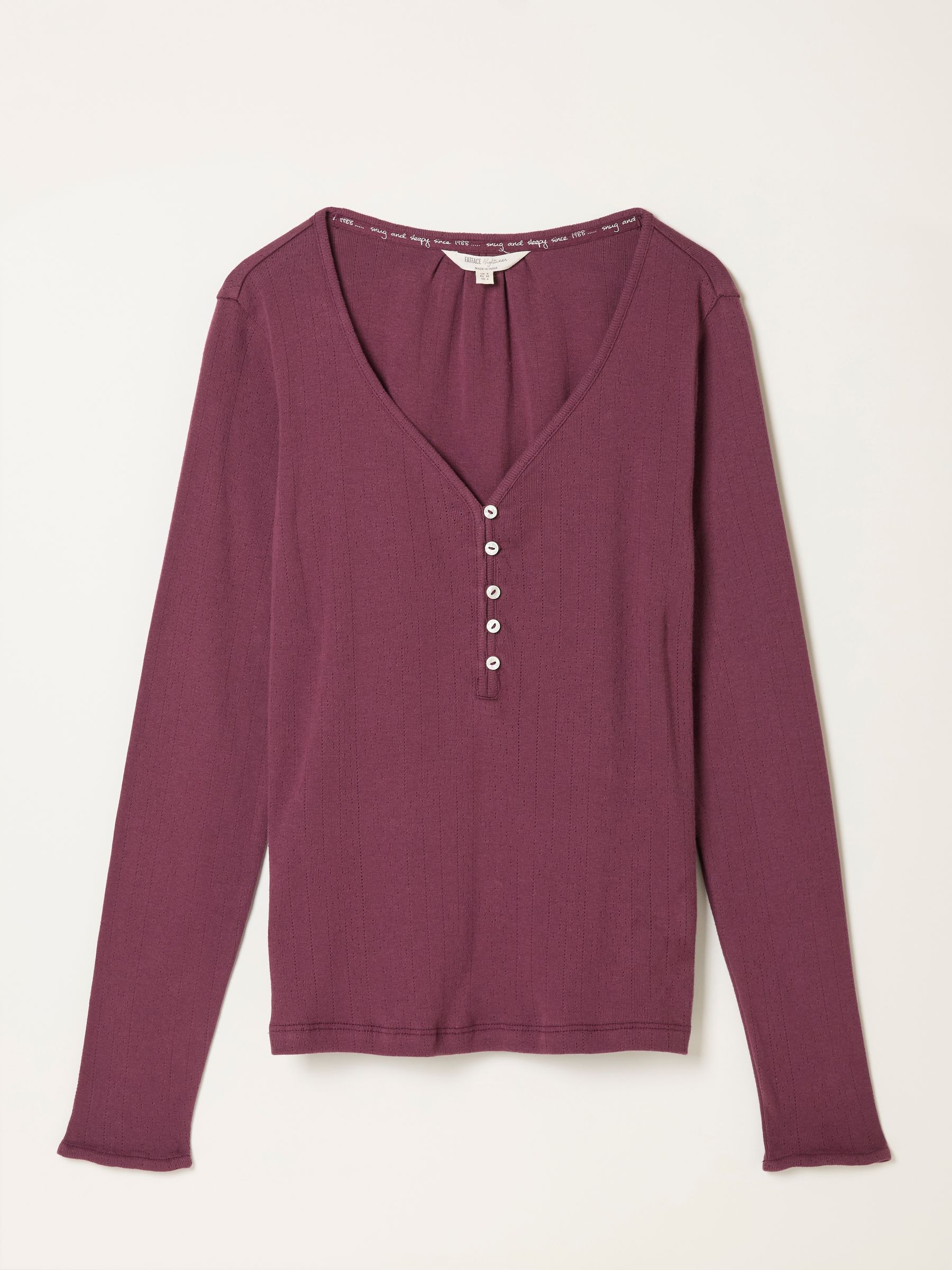 Lila Purple Pointelle Henley Top - Image 5 of 5 Lila Purple Pointelle Henley Top - Image 5 of 5
