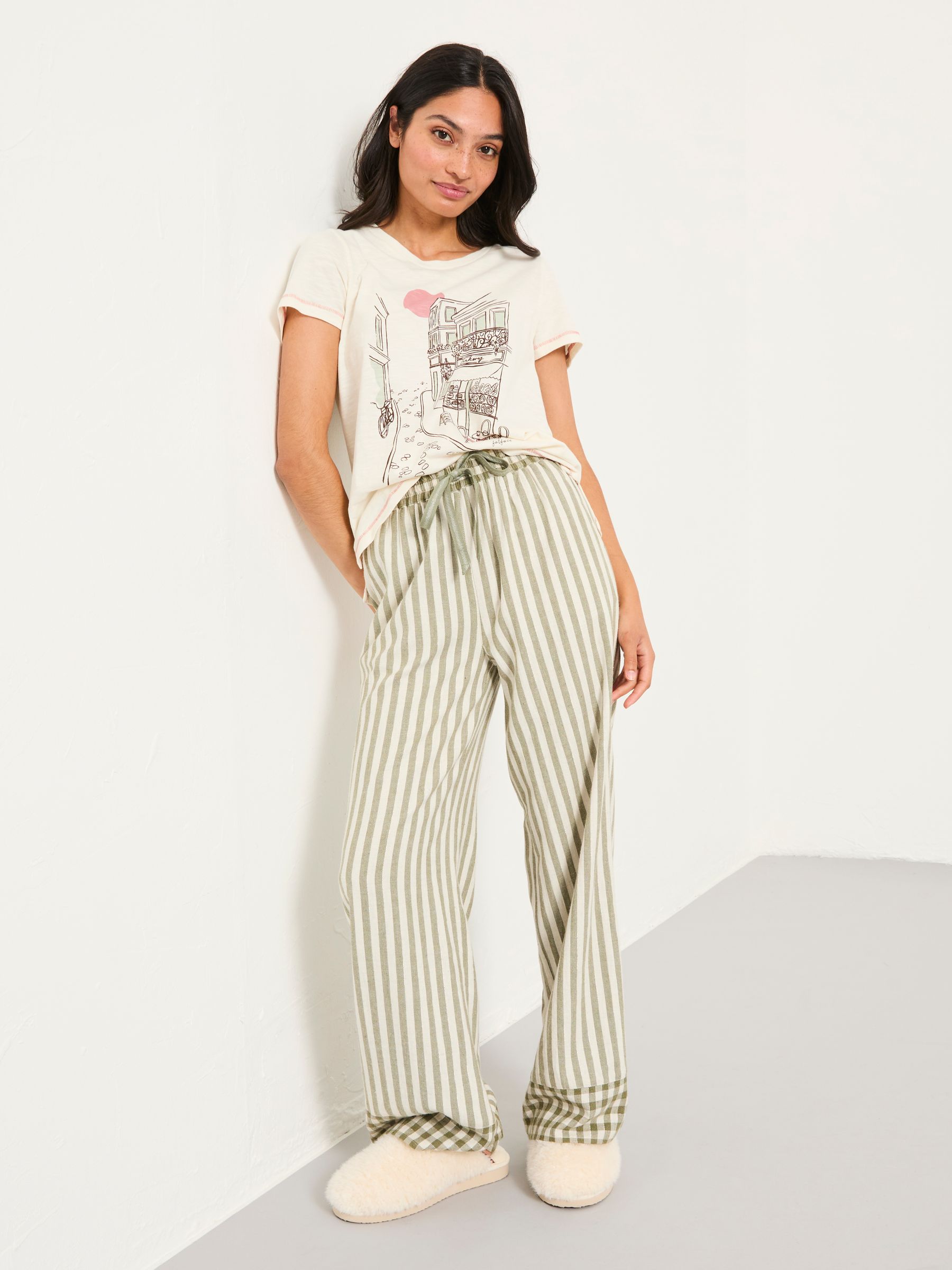 Lola Green Metallic Stripe Pyjama Bottoms - Image 1 of 6