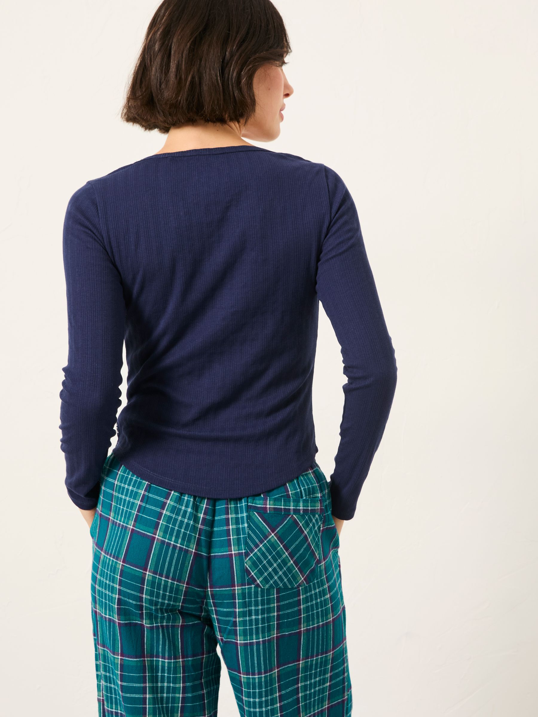 Hattie Navy Henley Pyjama Top - Image 2 of 6 Hattie Navy Henley Pyjama Top - Image 2 of 6