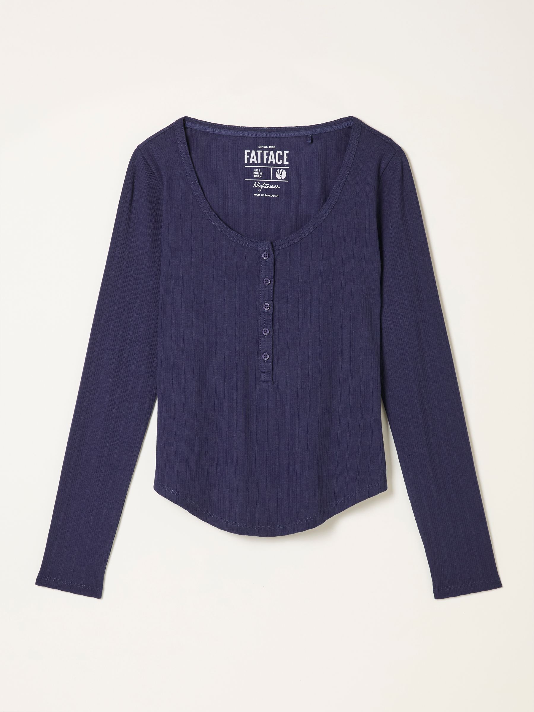 Hattie Navy Henley Pyjama Top - Image 6 of 6 Hattie Navy Henley Pyjama Top - Image 6 of 6