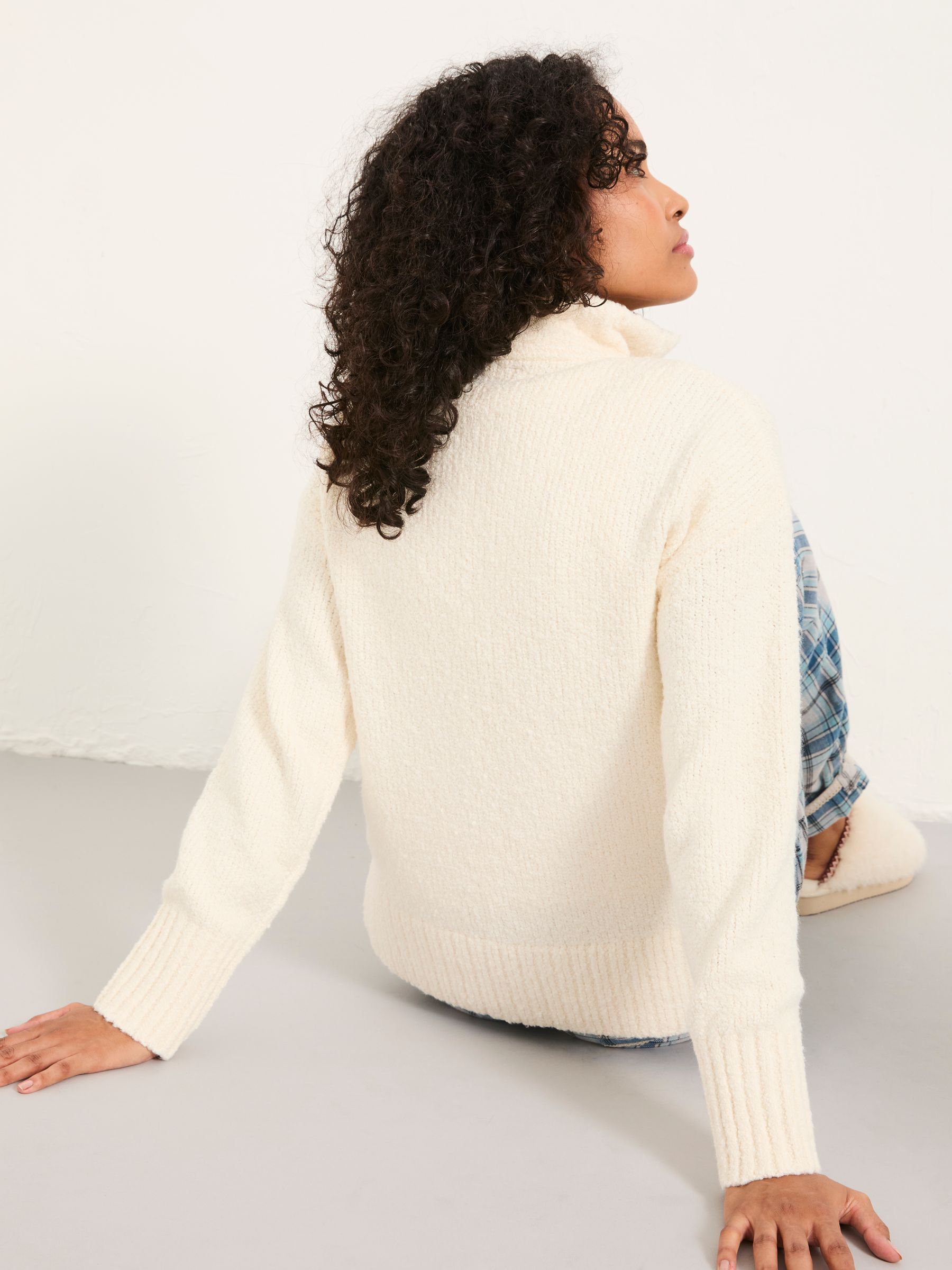 Ivory Knitted Lounge Half Neck Jumper - Image 2 of 6