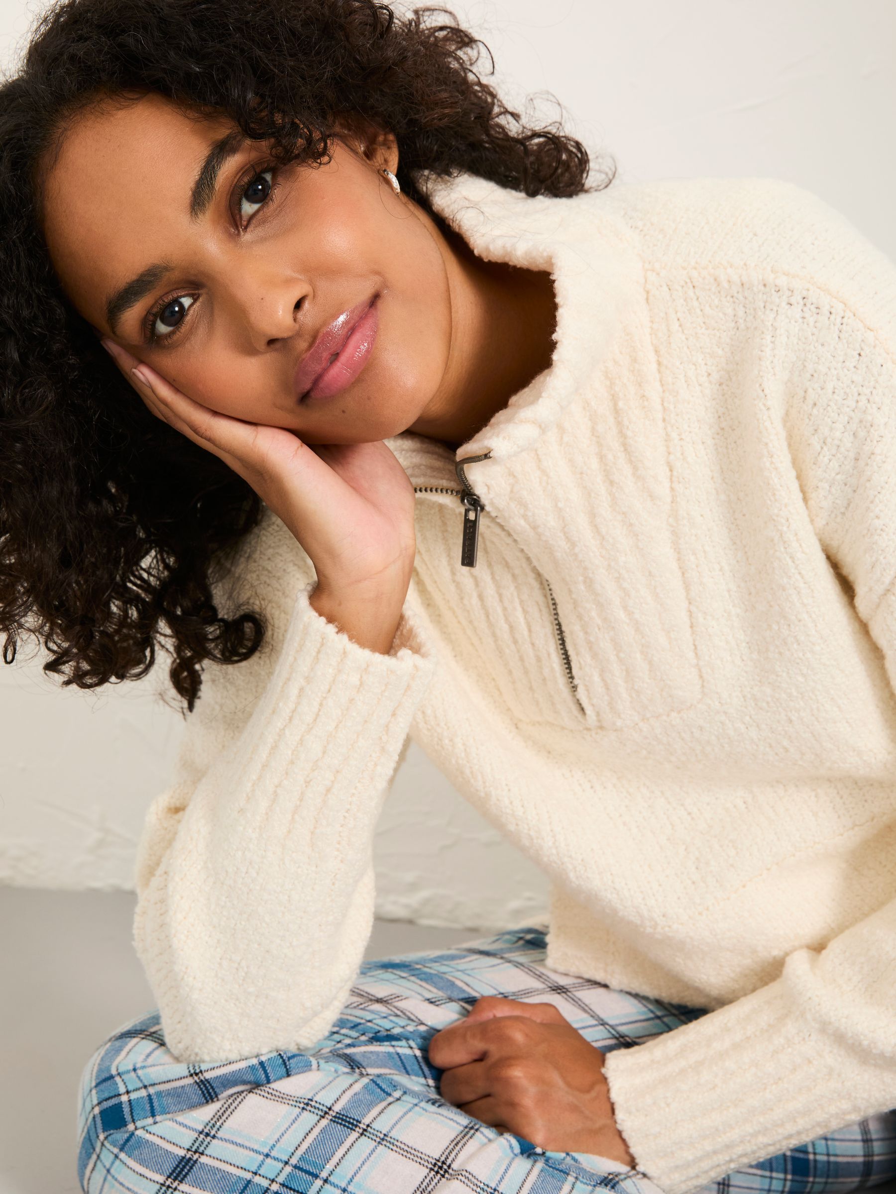 Ivory Knitted Lounge Half Neck Jumper - Image 4 of 6