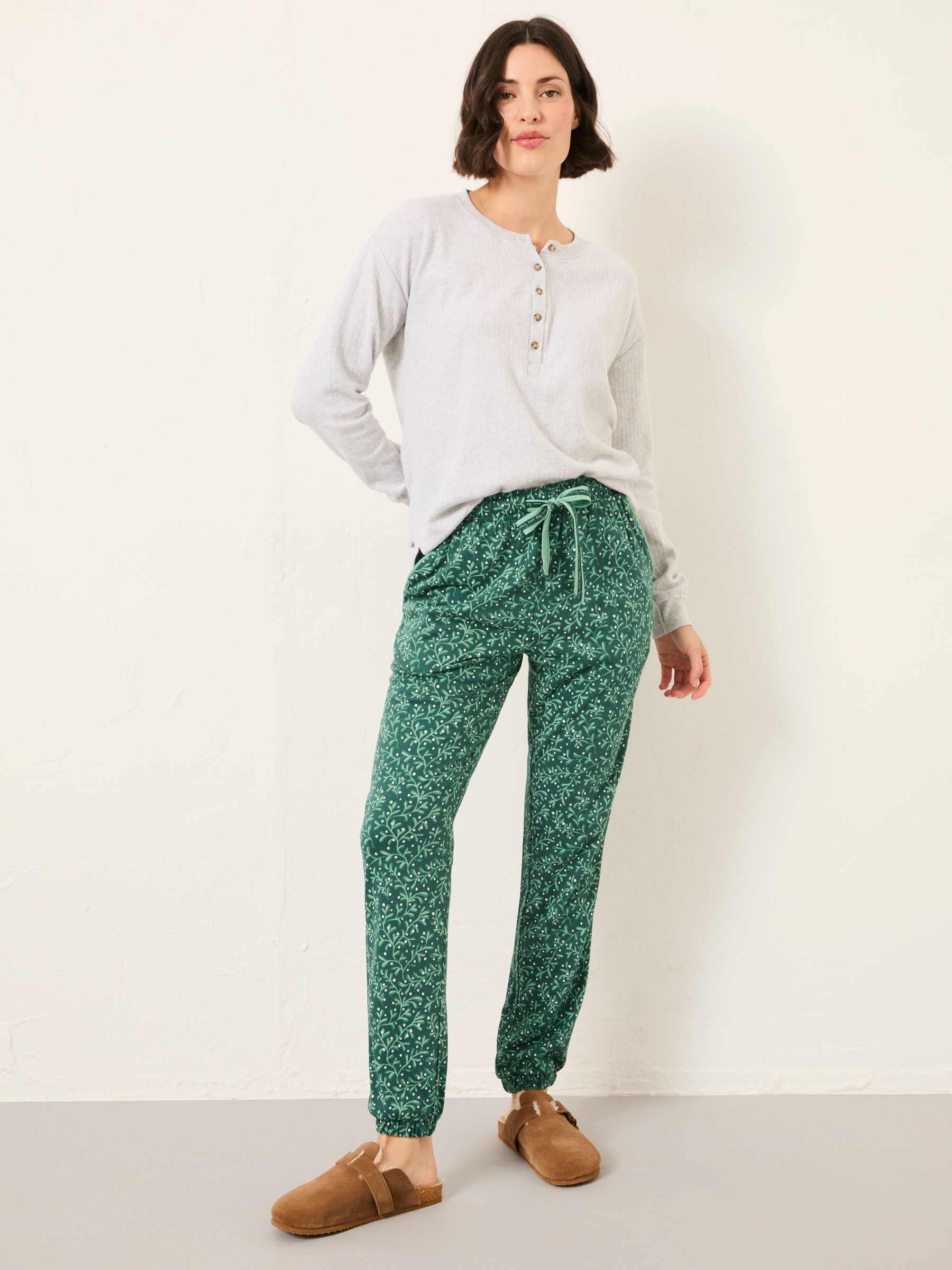 Cora Dark Green Mistletoe Pyjama Bottoms - Image 3 of 7