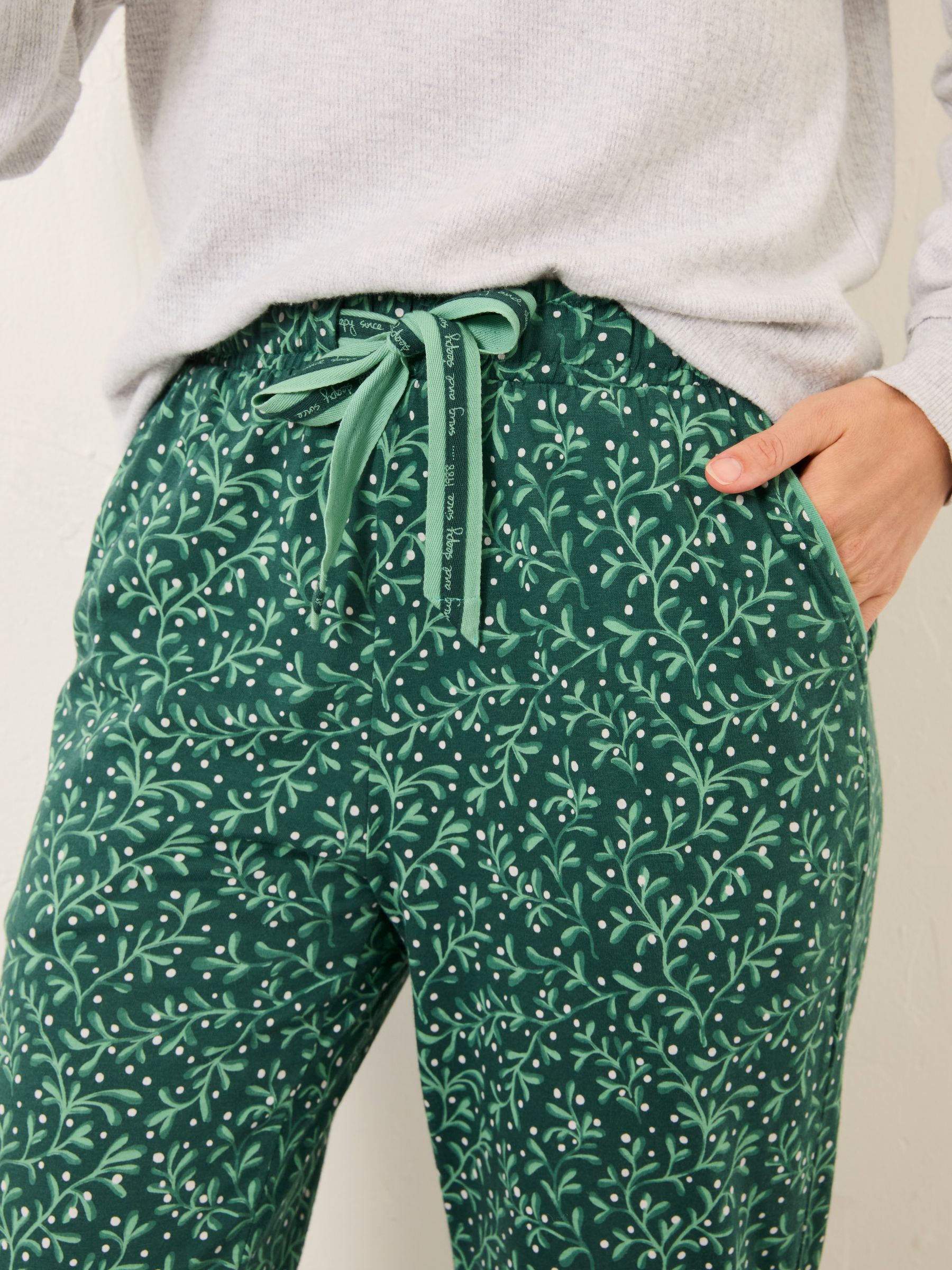 Cora Dark Green Mistletoe Pyjama Bottoms - Image 4 of 7