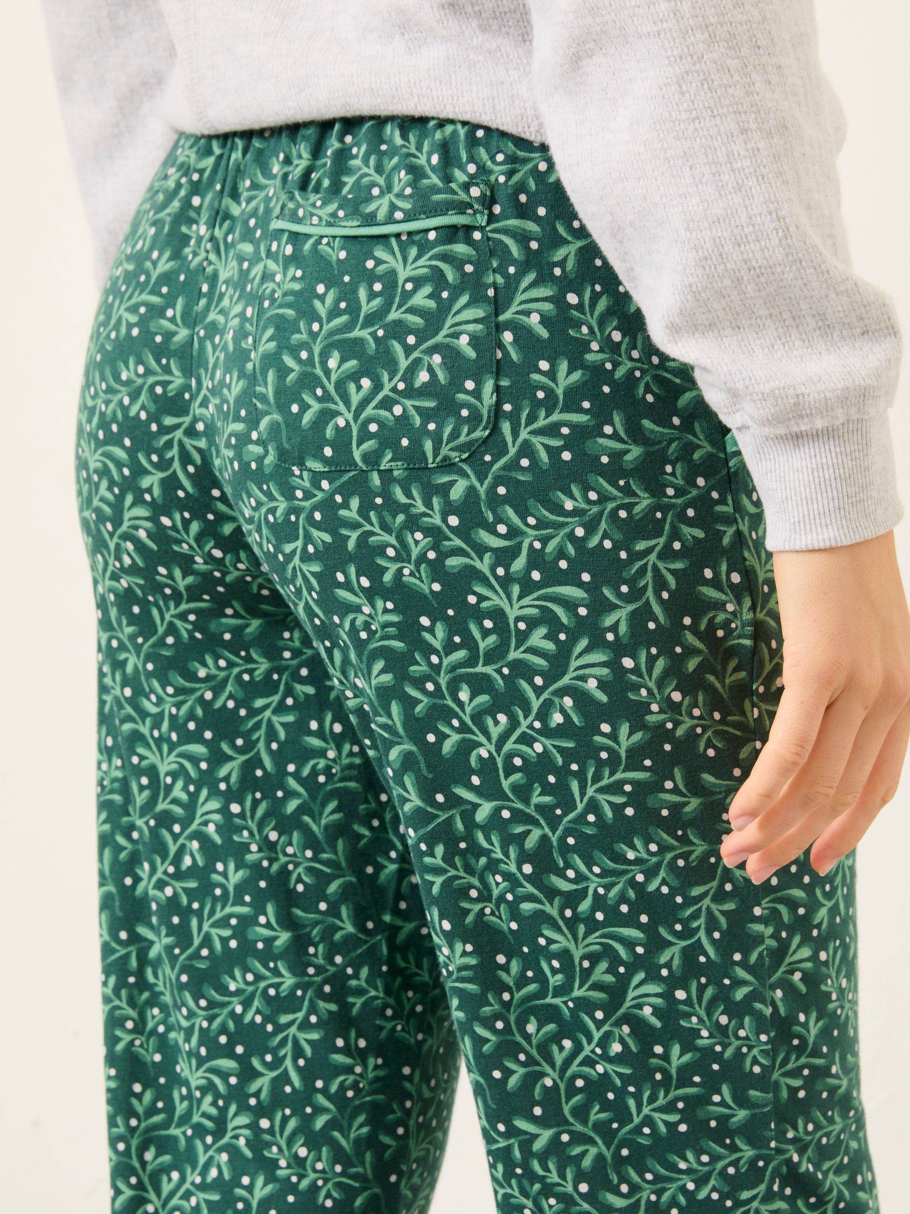 Cora Dark Green Mistletoe Pyjama Bottoms - Image 5 of 7