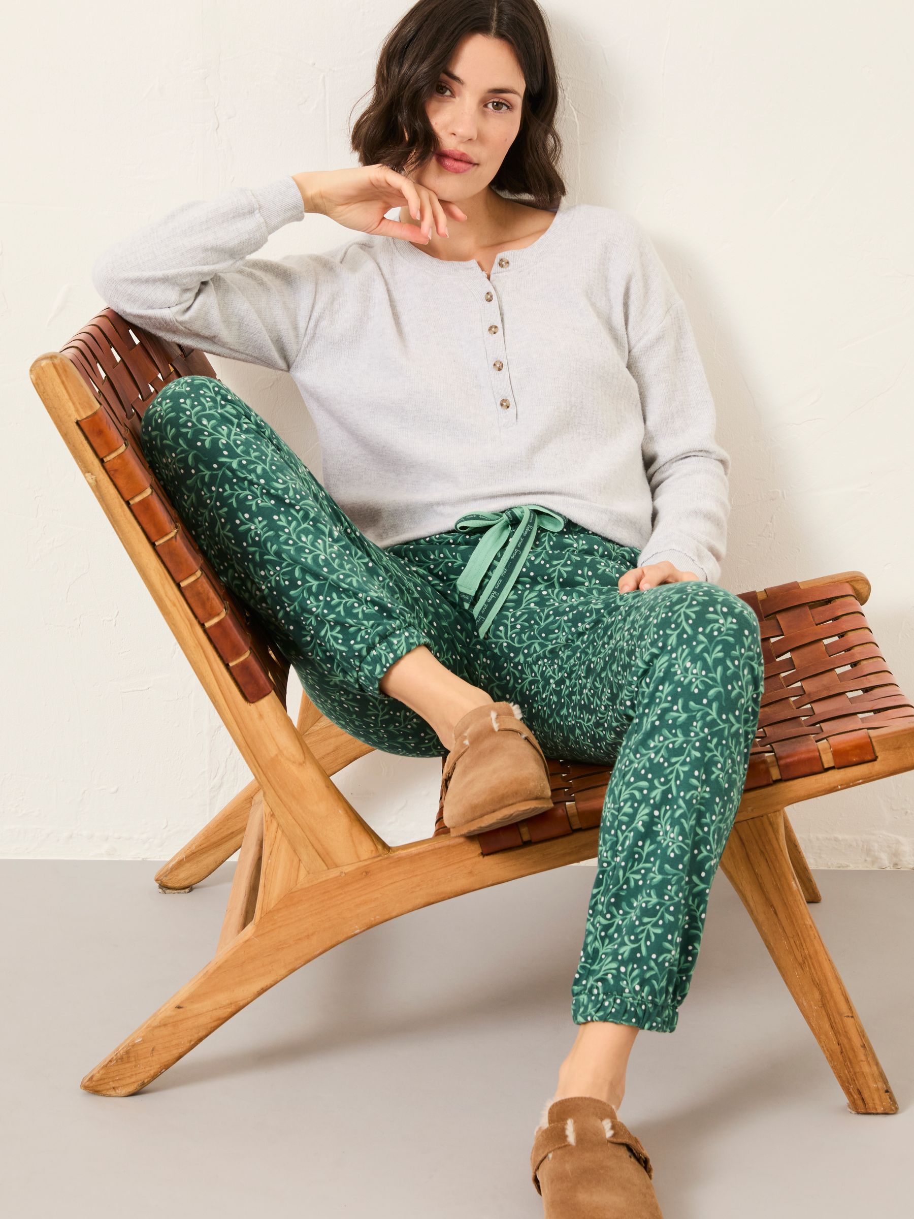 Cora Dark Green Mistletoe Pyjama Bottoms - Image 6 of 7