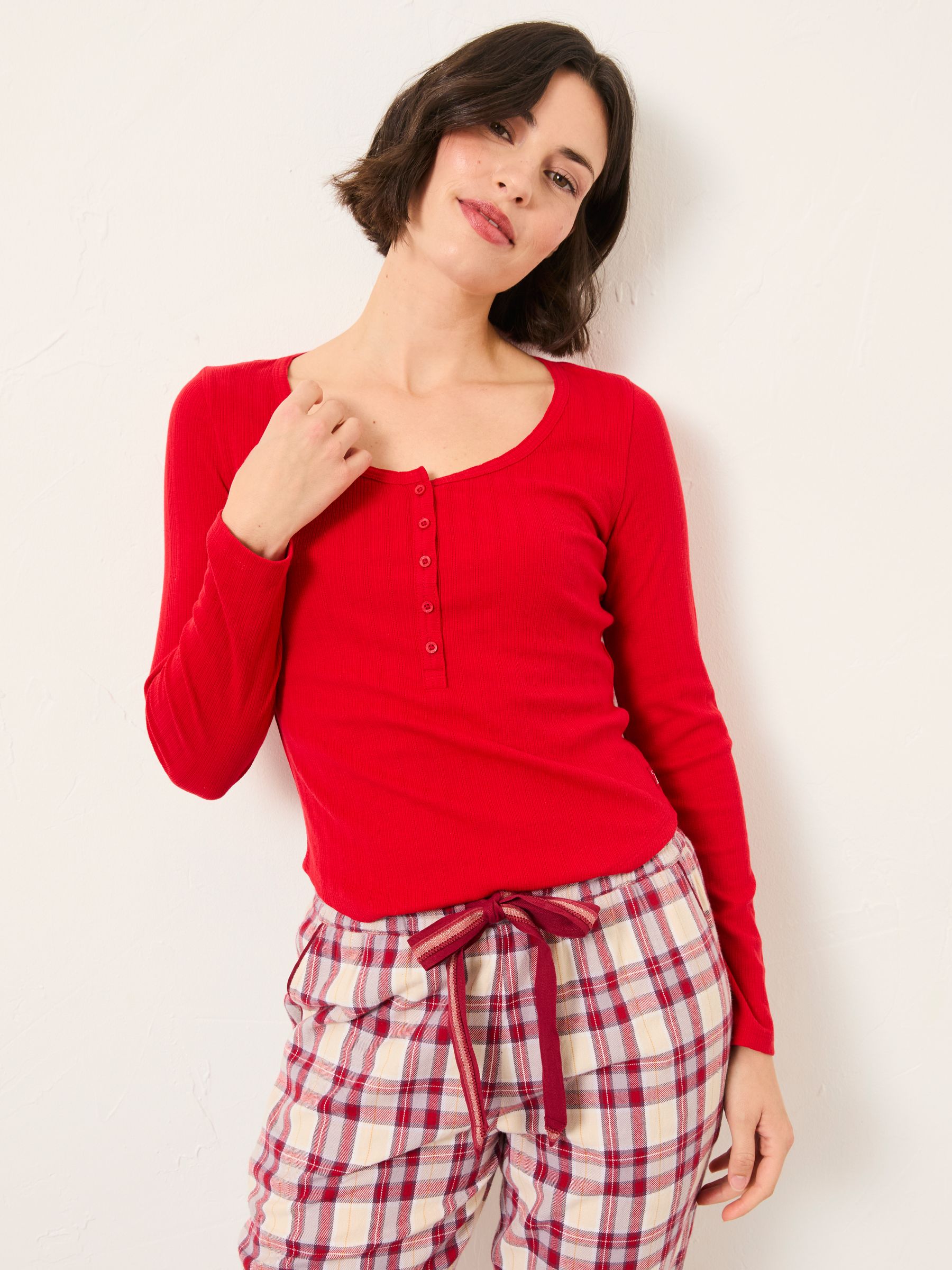 Hattie Red Henley Pyjama Top FatFace
