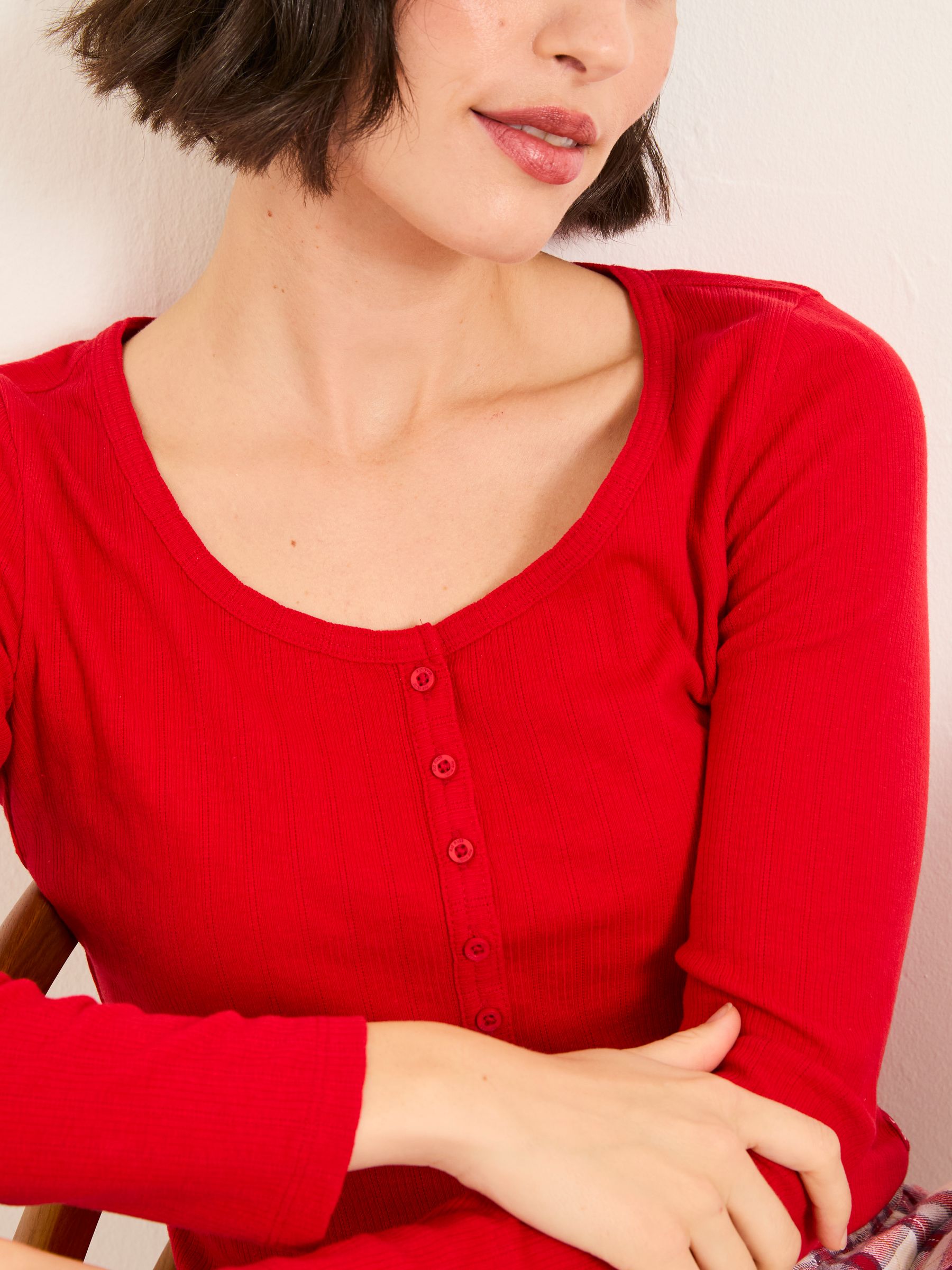 Hattie Red Henley Pyjama Top - Image 5 of 6