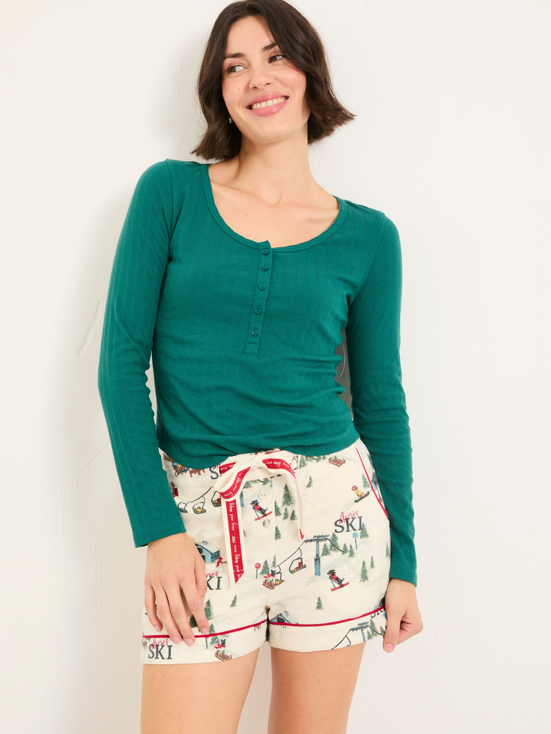 Hattie Green Henley Pyjama Top - Image 1 of 5 Hattie Green Henley Pyjama Top - Image 1 of 5