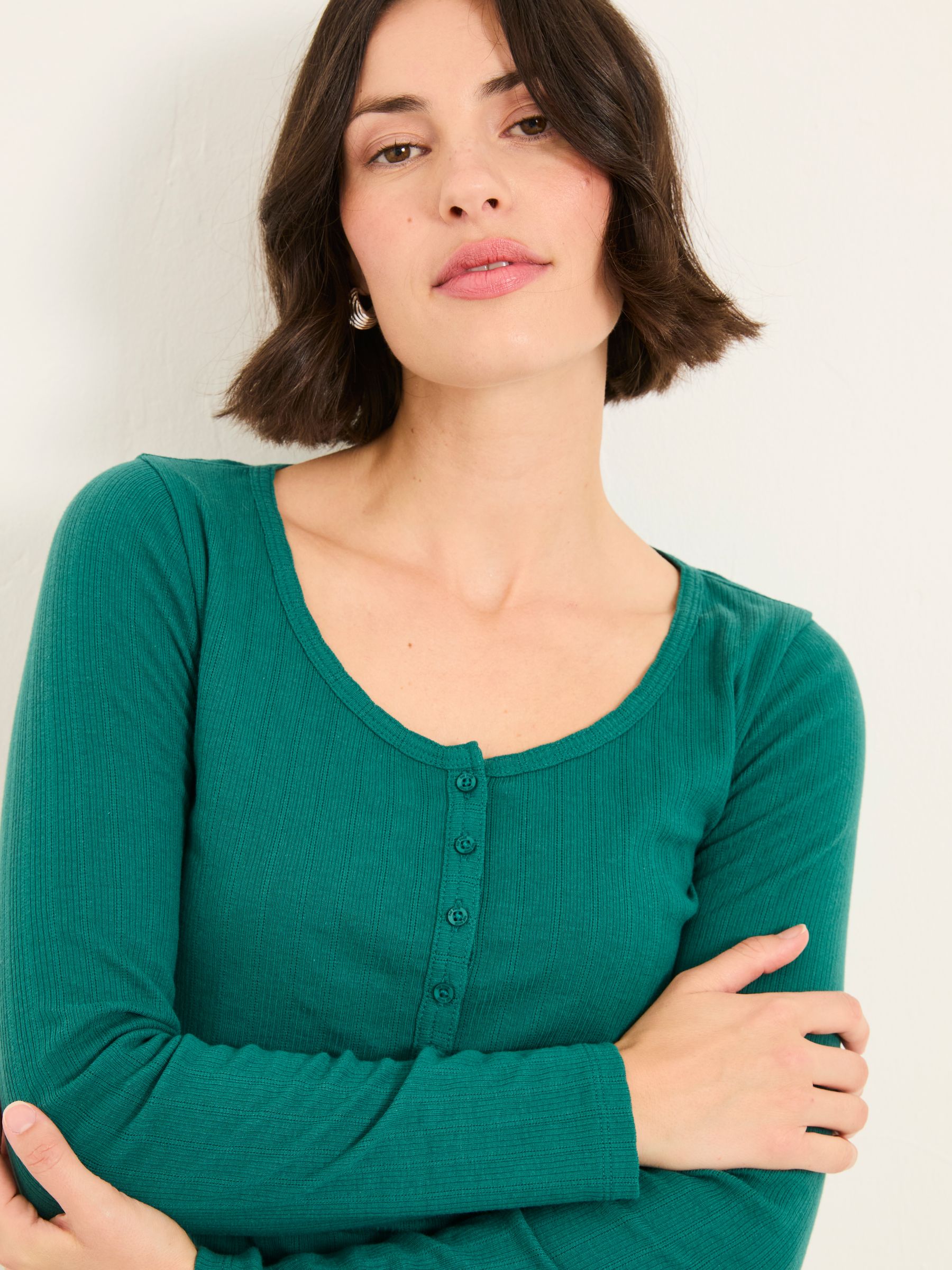 Hattie Green Henley Pyjama Top - Image 3 of 5