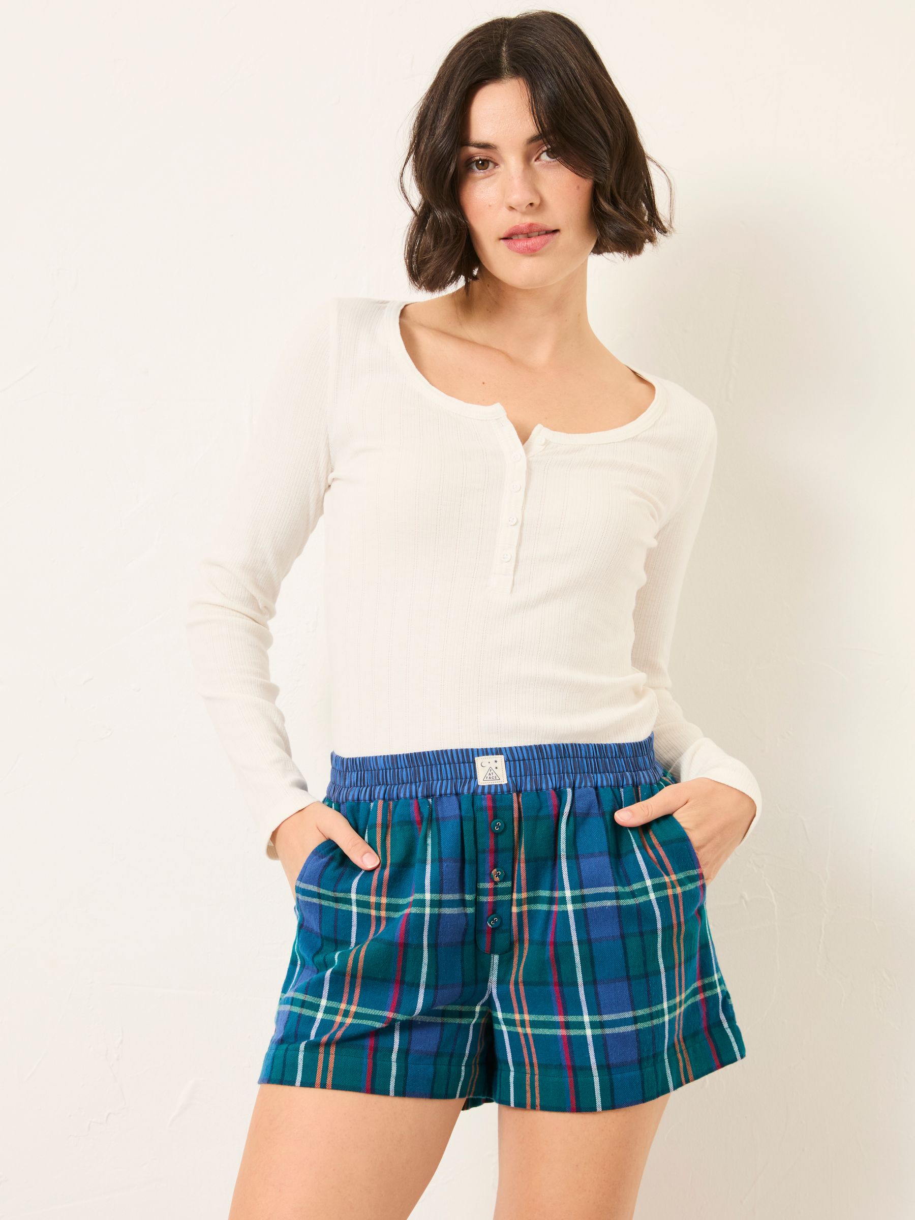 Blue Check Boyfriend Pyjama Shorts - Image 3 of 5