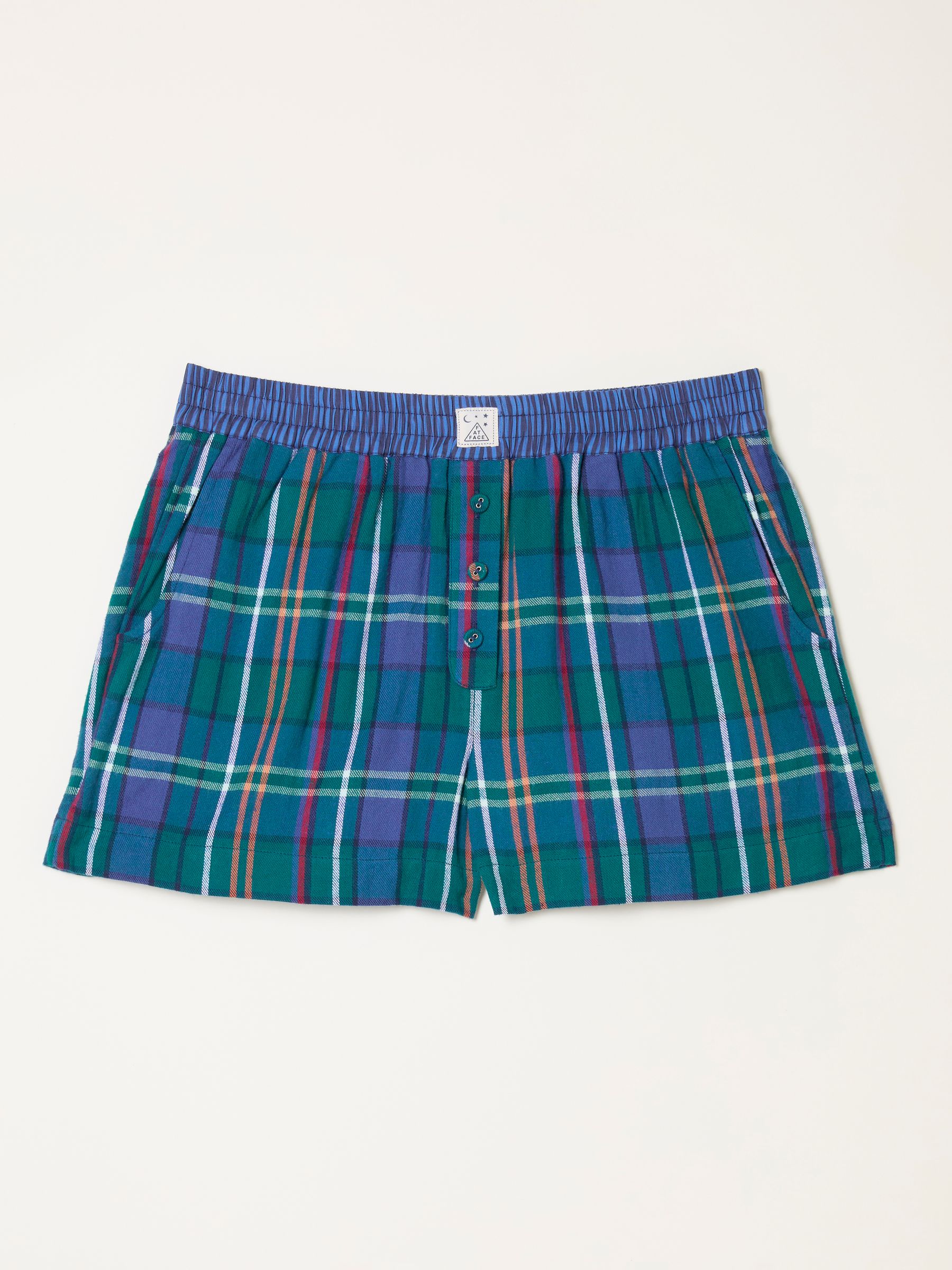 Blue Check Boyfriend Pyjama Shorts - Image 5 of 5 Blue Check Boyfriend Pyjama Shorts - Image 5 of 5