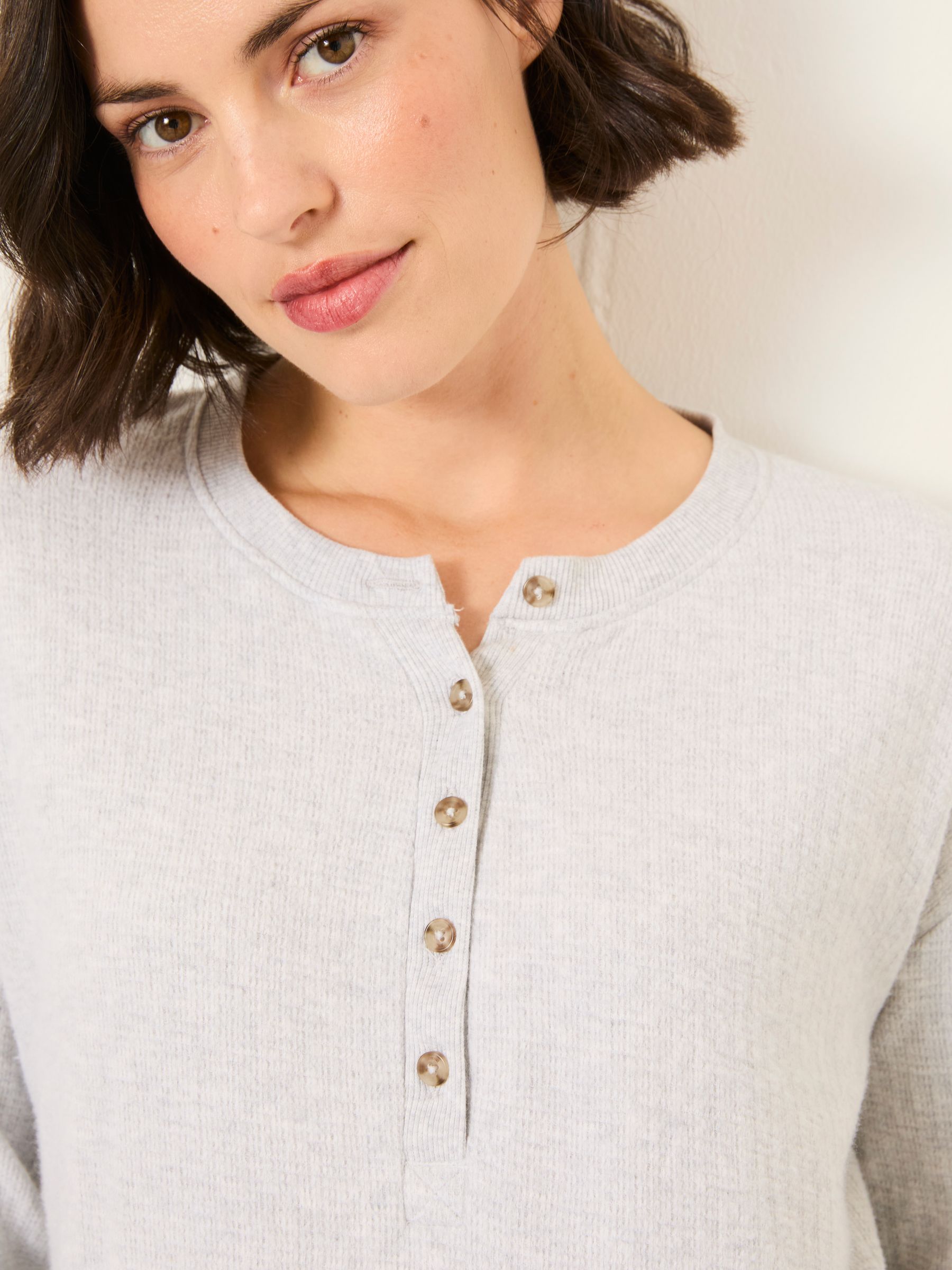 Grey Henley Lounge Top - Image 3 of 6