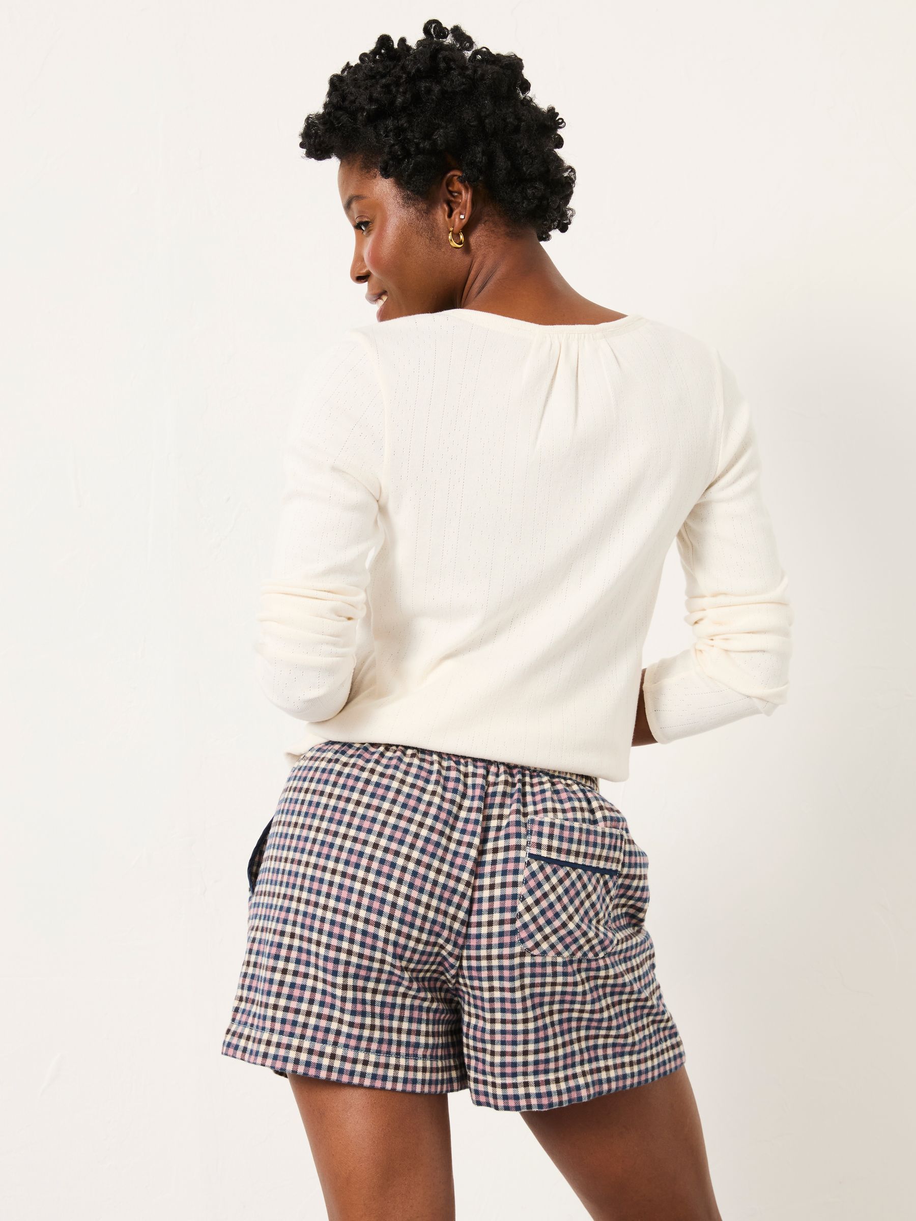 Purple Mini Check Boyfriend Pyjama Shorts - Image 2 of 4