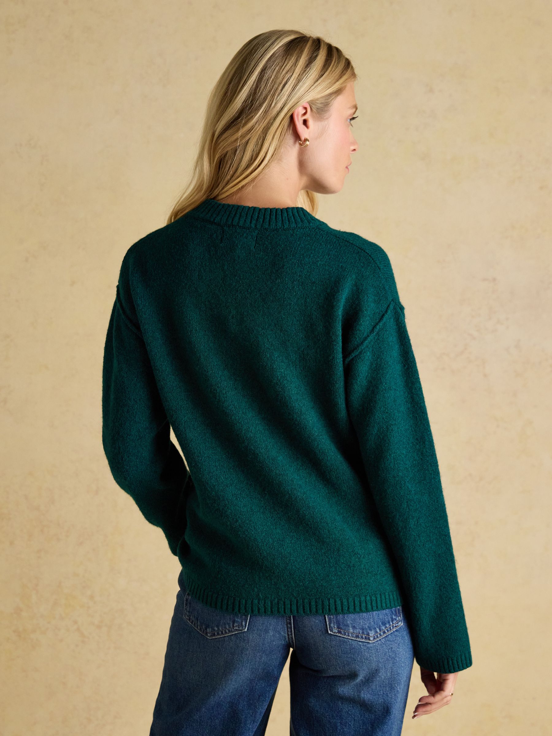 Hannah Green V-Neck Relaxed Fit Jumper - Image 2 of 6