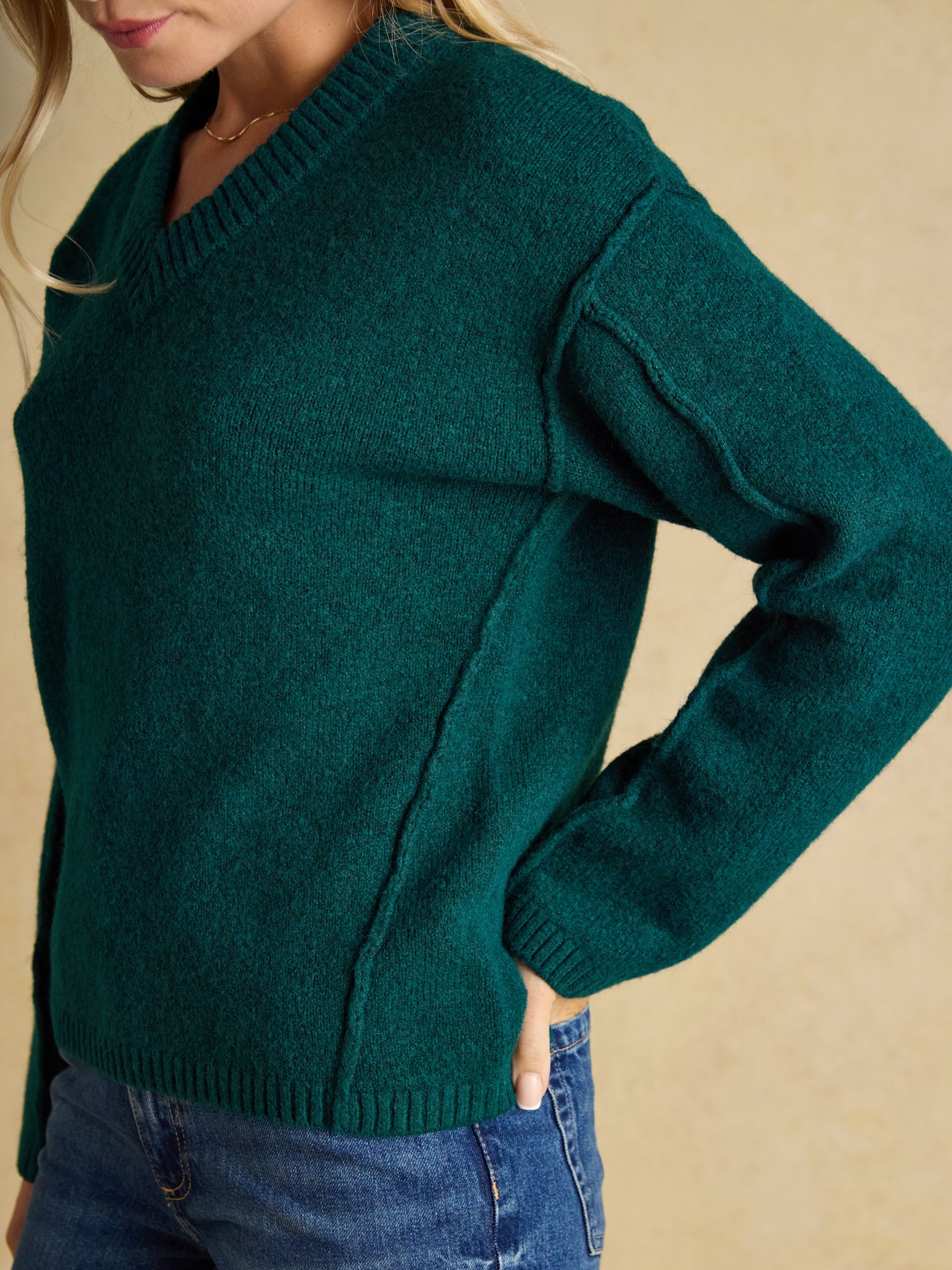 Hannah Green V-Neck Relaxed Fit Jumper - Image 5 of 6